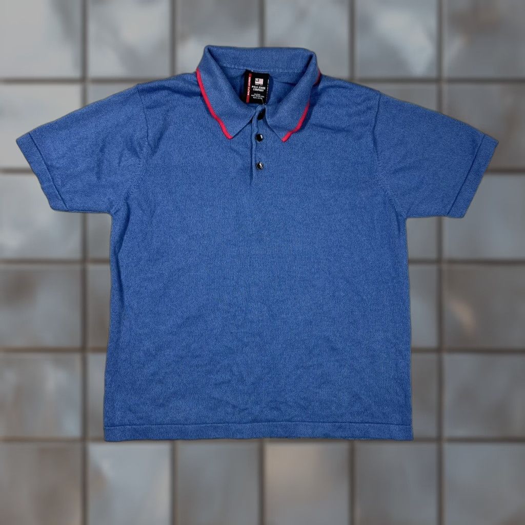 Ralph Lauren VINTAGE Ralph Lauren Polo Jeans Co Solid Blue Rugby Shirt Mens Large Fits Medium Size US L / EU 52-54 / 3 - 1 Thumbnail