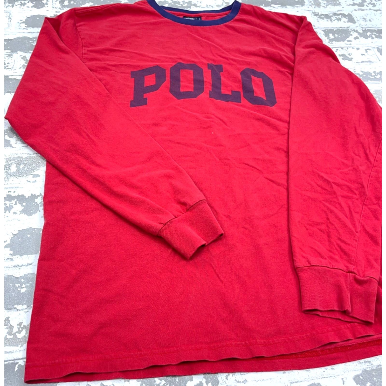 Polo Ralph Lauren Vintage Polo Ralph Lauren Shirt Men L Red Crew Neck Long Sleeve Jersey Cotton Logo 90s Retro Hipster Vintage Mens Tee Size US L / EU 52-54 / 3 - 4 Thumbnail