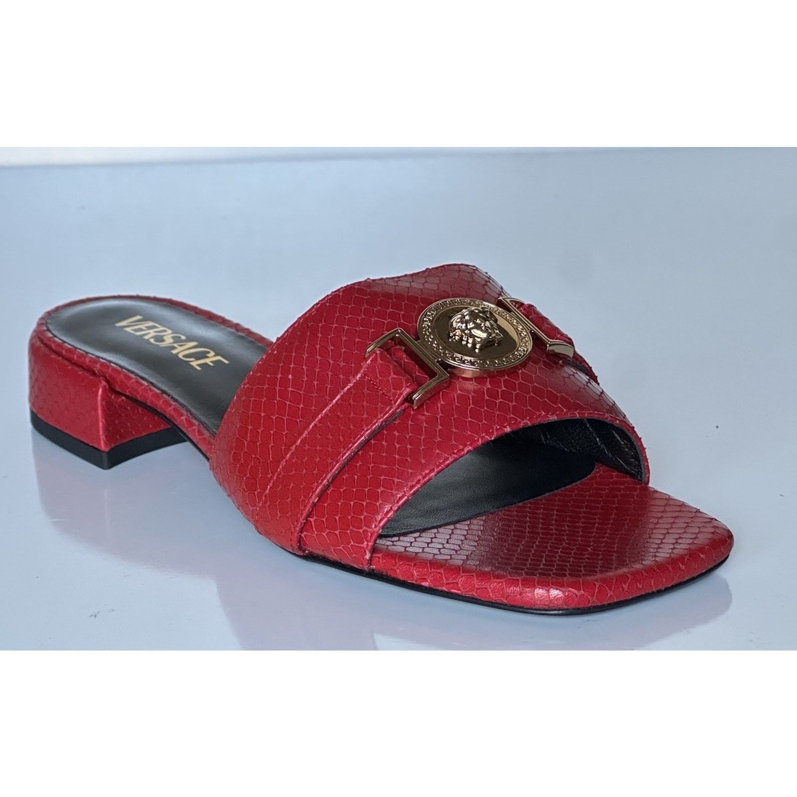 Versace VERSACE Gold Medusa Women's Dark Red Sandals 9 US 1014748 Size US 9 / IT 39 - 5 Thumbnail