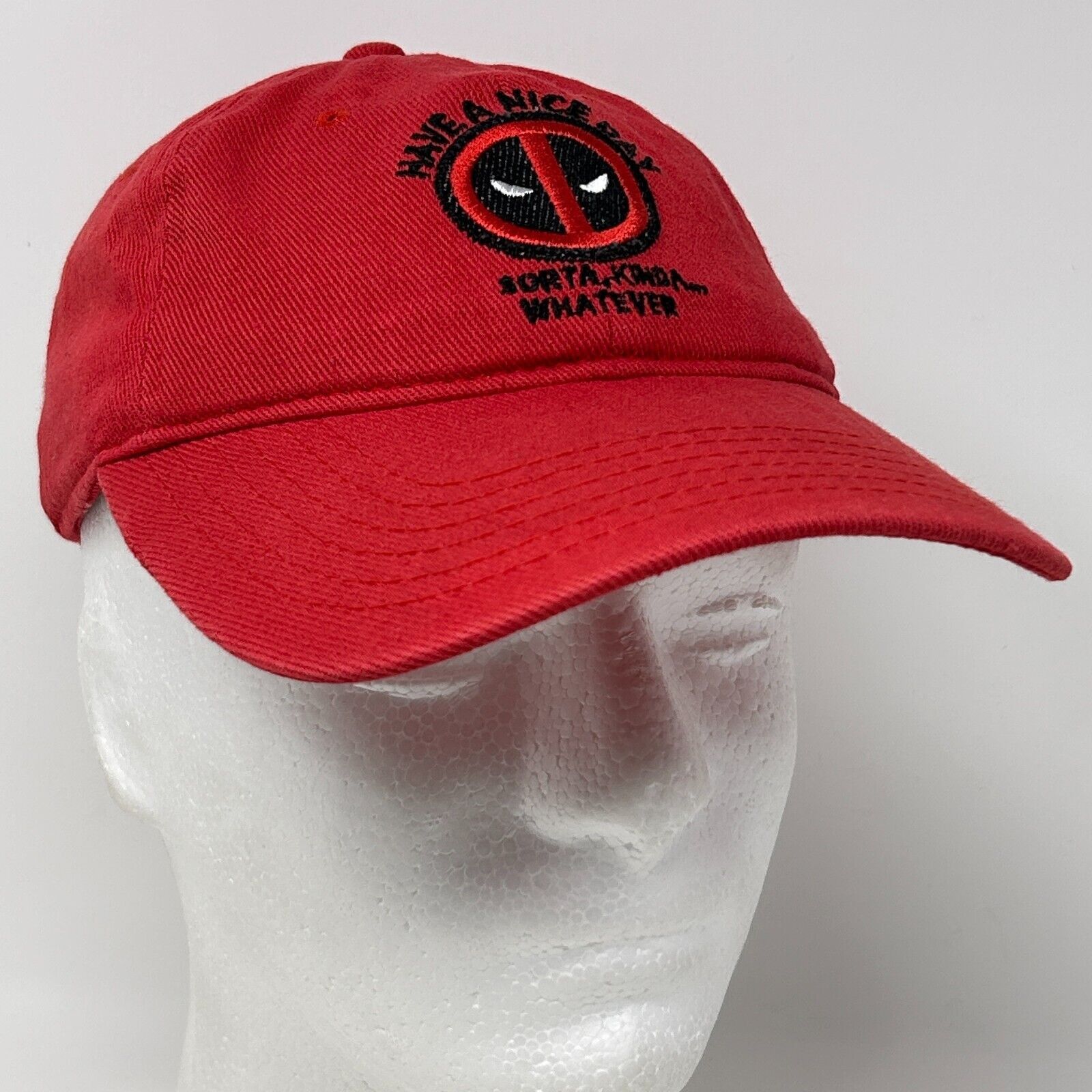 Marvel Comics Deadpool Have a Nice Day Sorta Dad Hat Baseball Cap Red Size ONE SIZE - 6 Thumbnail