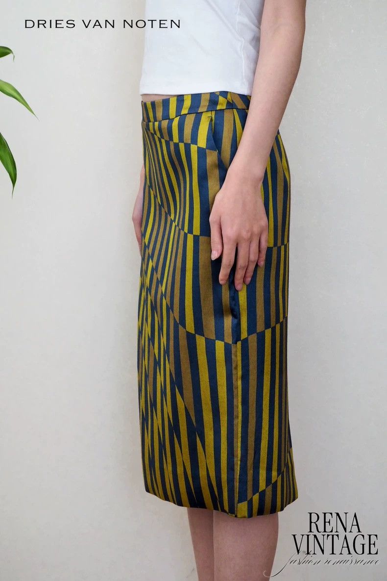 Other Dries Van Noten Yellow geometric pattern skirt Size 35" - 3 Thumbnail