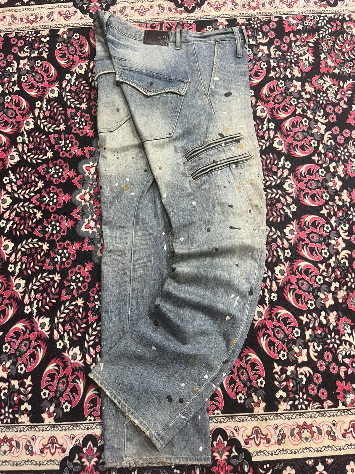 Le Grande Bleu (L.G.B.) Rattle Trap Paint Splattered Multizipper Distressed Jeans Size US 34 / EU 50 - 3 Thumbnail