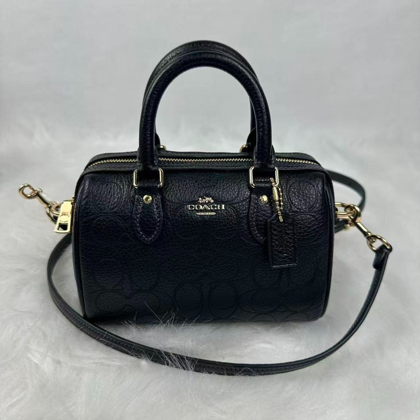 Coach Coach Mini Rowan Crossbody Sig Leather Pebbled Leather/Black Size ONE SIZE - 1 Thumbnail