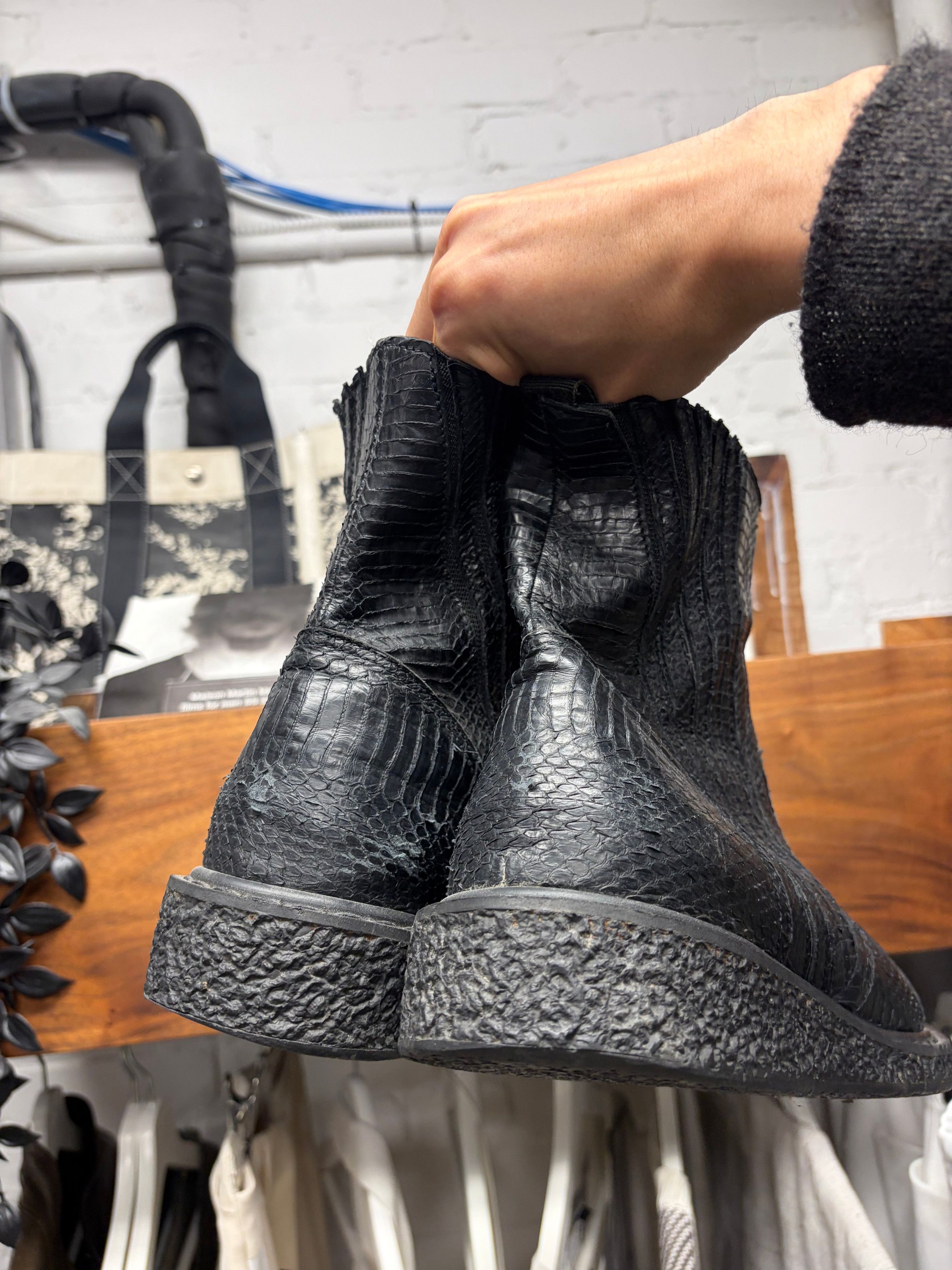 Rick Owens SS2009 Rick Owens ‘Strutter’ Black Python Hide Engineer Boots Size US 9 / EU 42 - 5 Thumbnail