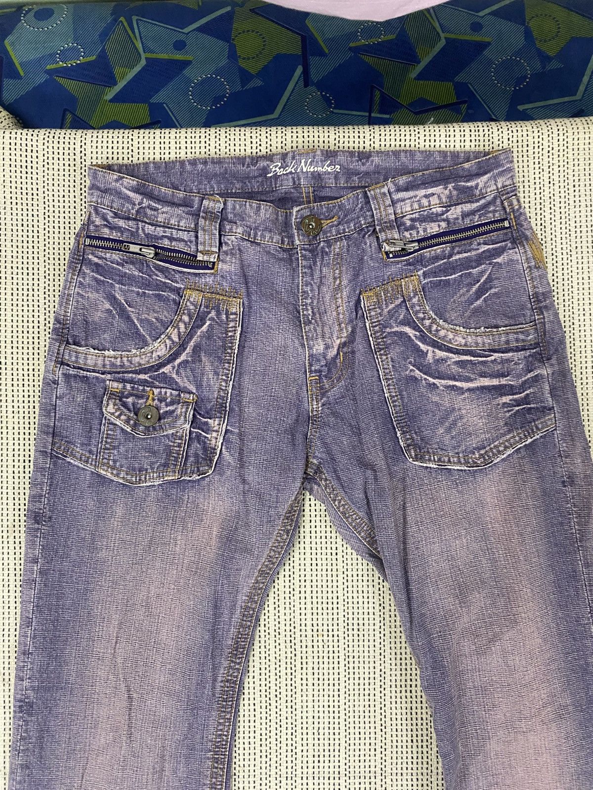 If Six Was Nine Back Number Vintage Wash Bootcut Denim Jeans Distressed Fade Size US 33 - 3 Thumbnail