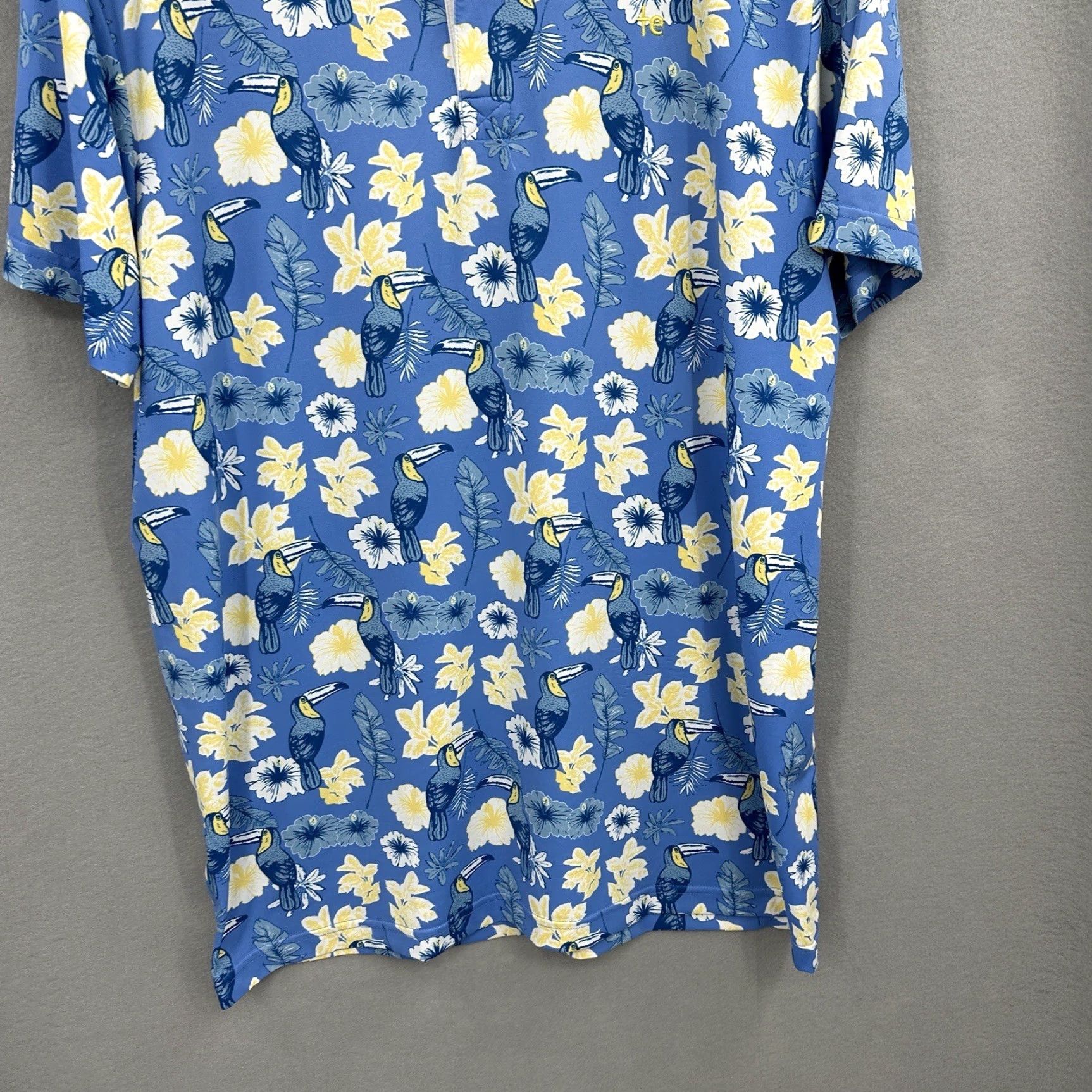 Vintage Tipsy Elves Polo Golf Shirt Mens L Floral Toucan Blue Short Sleeve Preppy Aloha Bird Beach 90s Mens Size US L / EU 52-54 / 3 - 4 Thumbnail