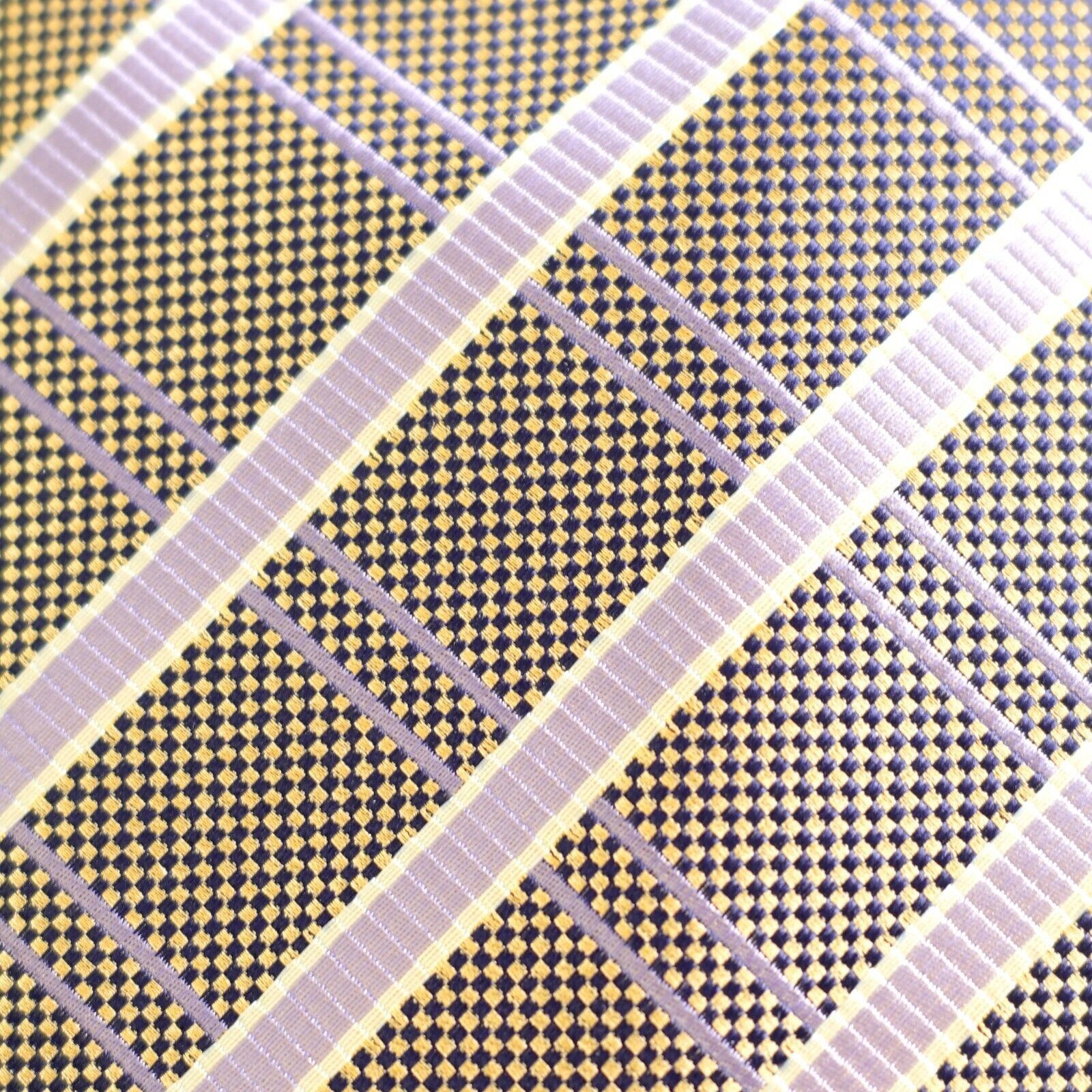 Haggar Haggar Black Gold Check Purple Striped Woven Polyester Tie Size ONE SIZE - 2 Thumbnail