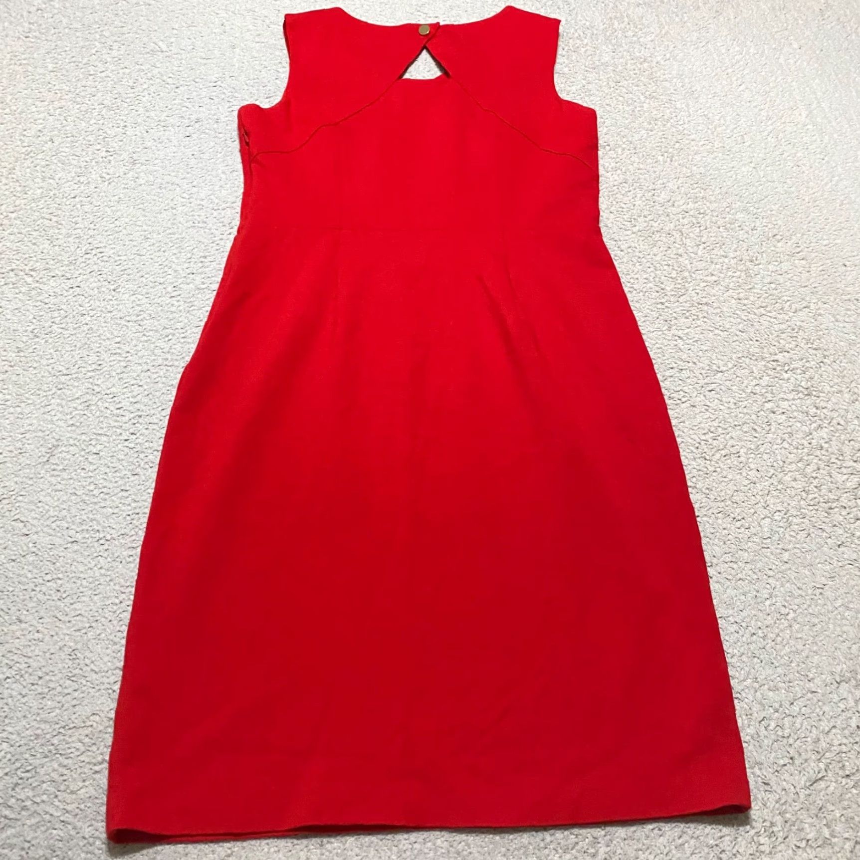 Talbots Talbots Womens Dress 8 Red Sleeveless V-Neck Knee Length Solid Pockets Sheath Nylon Rayon Spandex Size M / US 6-8 / IT 42-44 - 2 Thumbnail