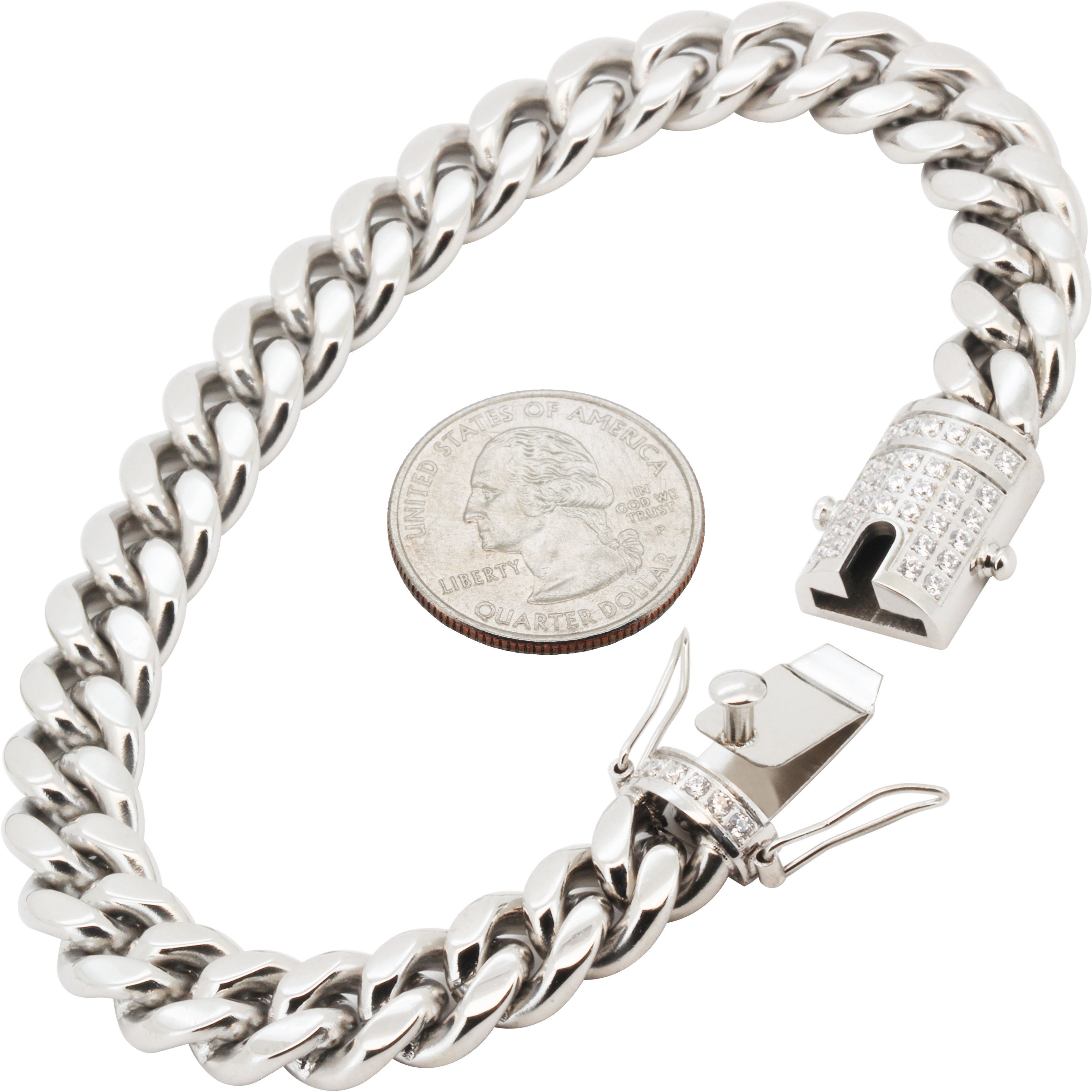 Other 316L SS AAA CZ 10mm Miami Cuban Link Bracelet 8.5" Size ONE SIZE - 1 Preview