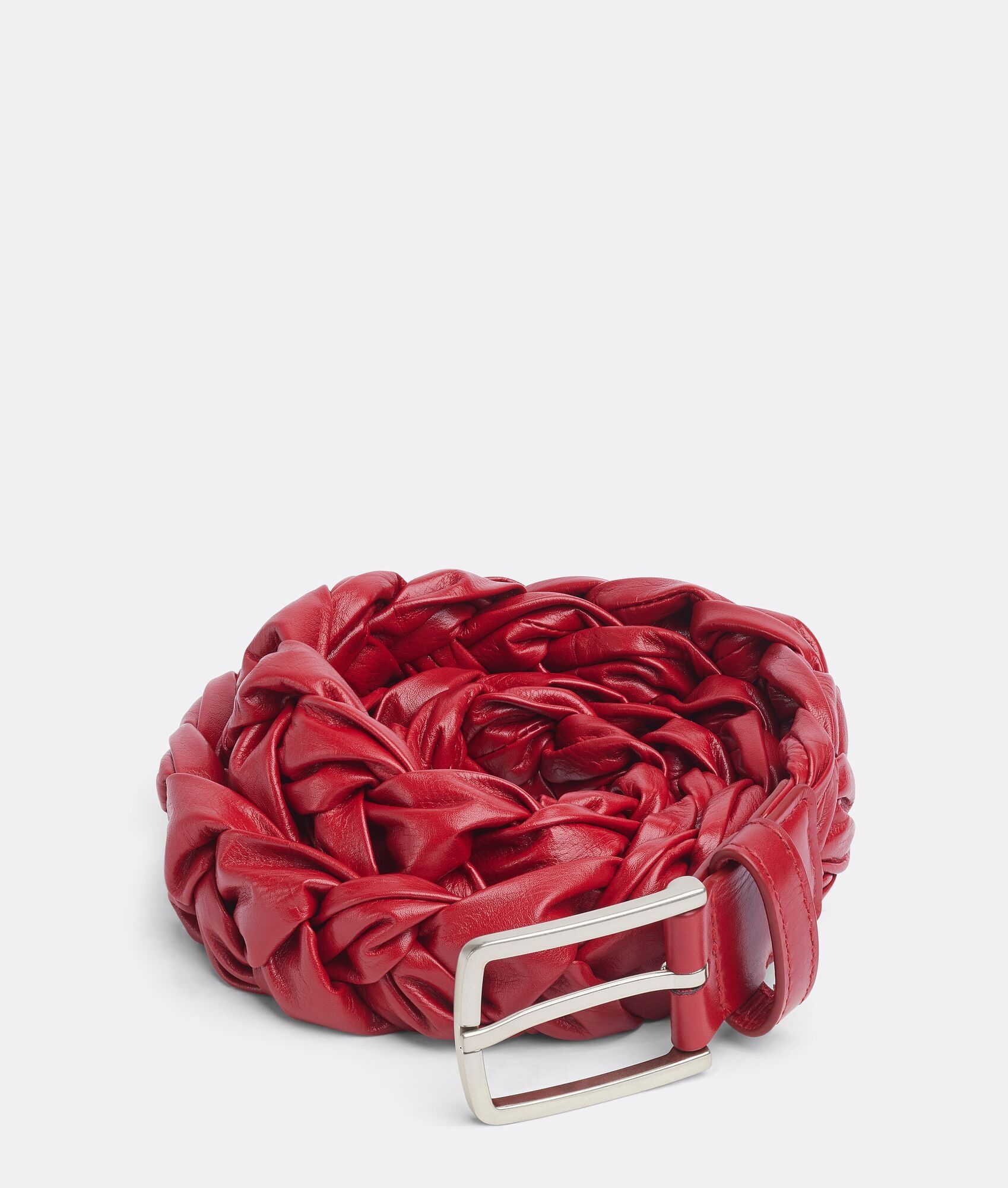 Bottega Veneta o1w1db10925 Size: 95 / Foulard Intreccio Belt in Red Size 38 - 1 Thumbnail