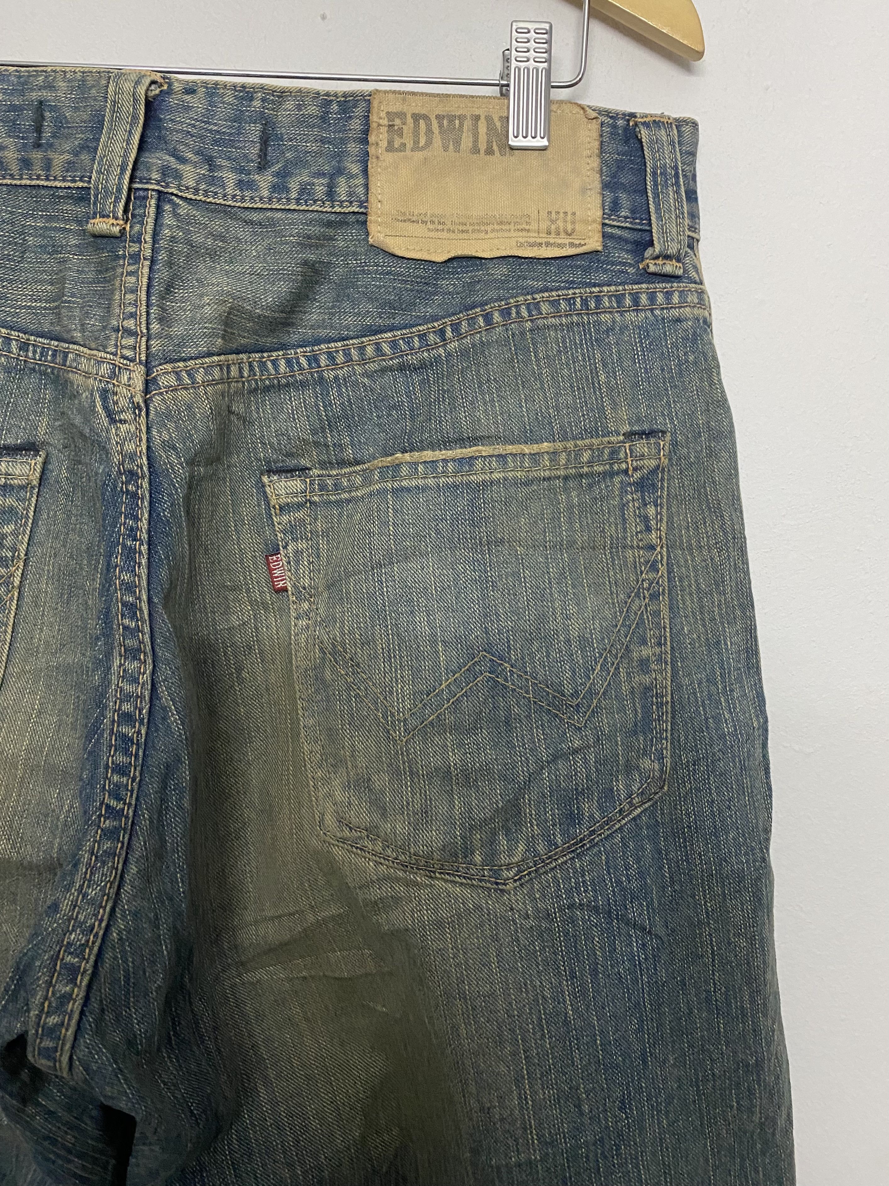 Edwin EDWIN 405XV Exclusive Model Faded Distressed Dark Wash Jeans Size US 34 / EU 50 - 8 Thumbnail