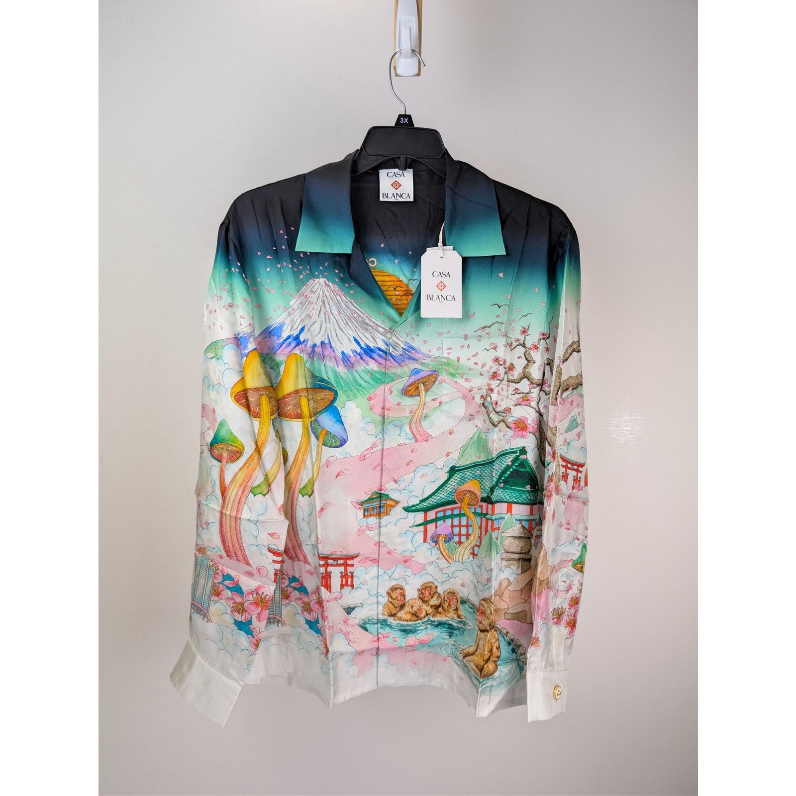 Casablanca o1rshd1 Silk Twill Cuban Collar Long Sleeve Shirt in Flowers Size US S / EU 44-46 / 1 - 1 Thumbnail