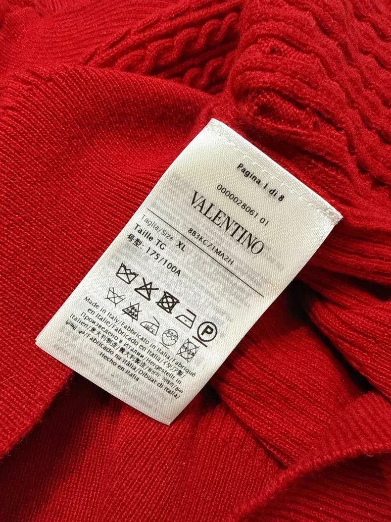 Valentino Valentino Red V-neck wool knit ruffled sleeve pullover Size XL / US 12-14 / IT 48-50 - 5 Thumbnail