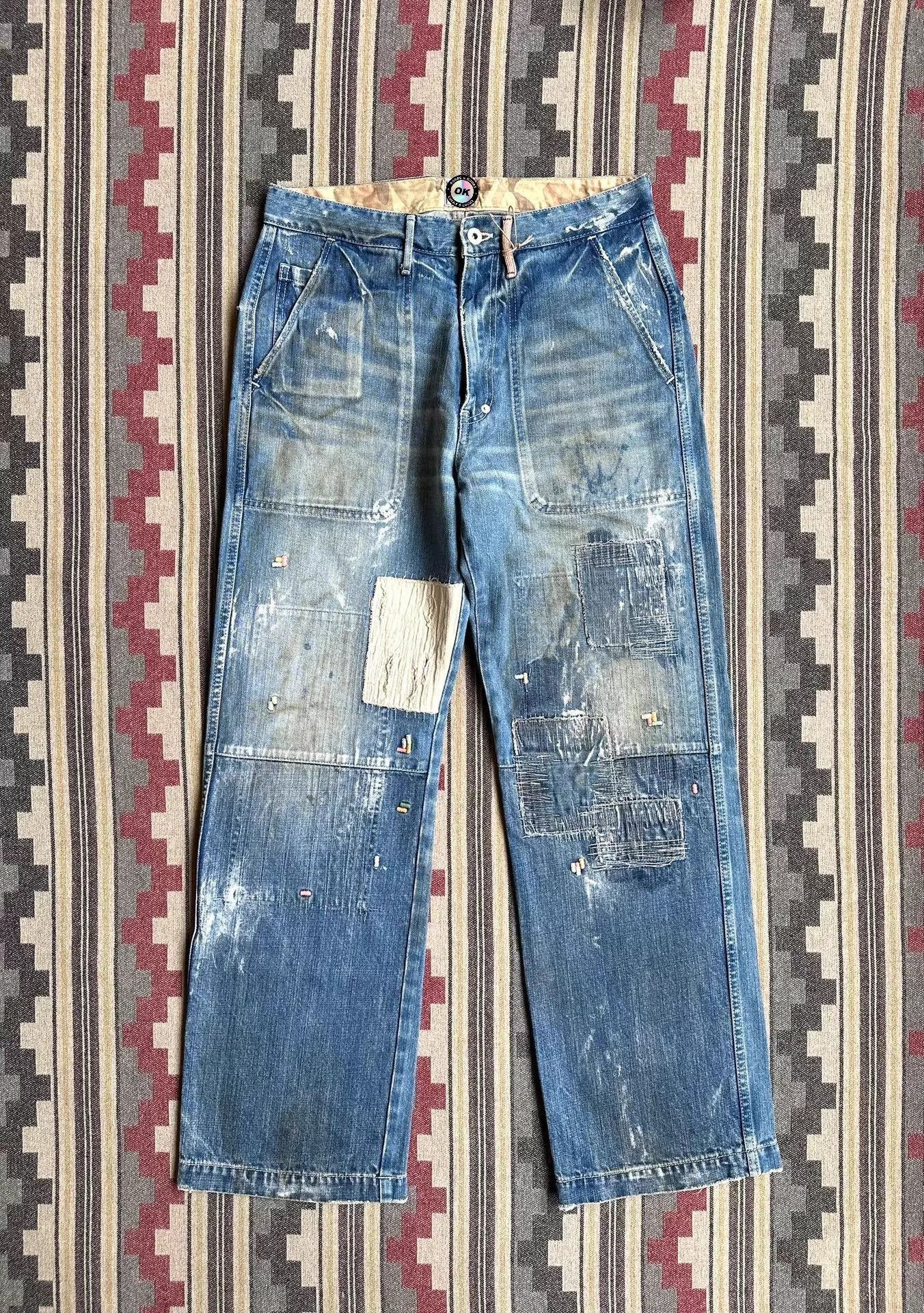 Prps Blue Distressed Denim Jeans with Patch Details Size US 30 / EU 46 - 1 Thumbnail