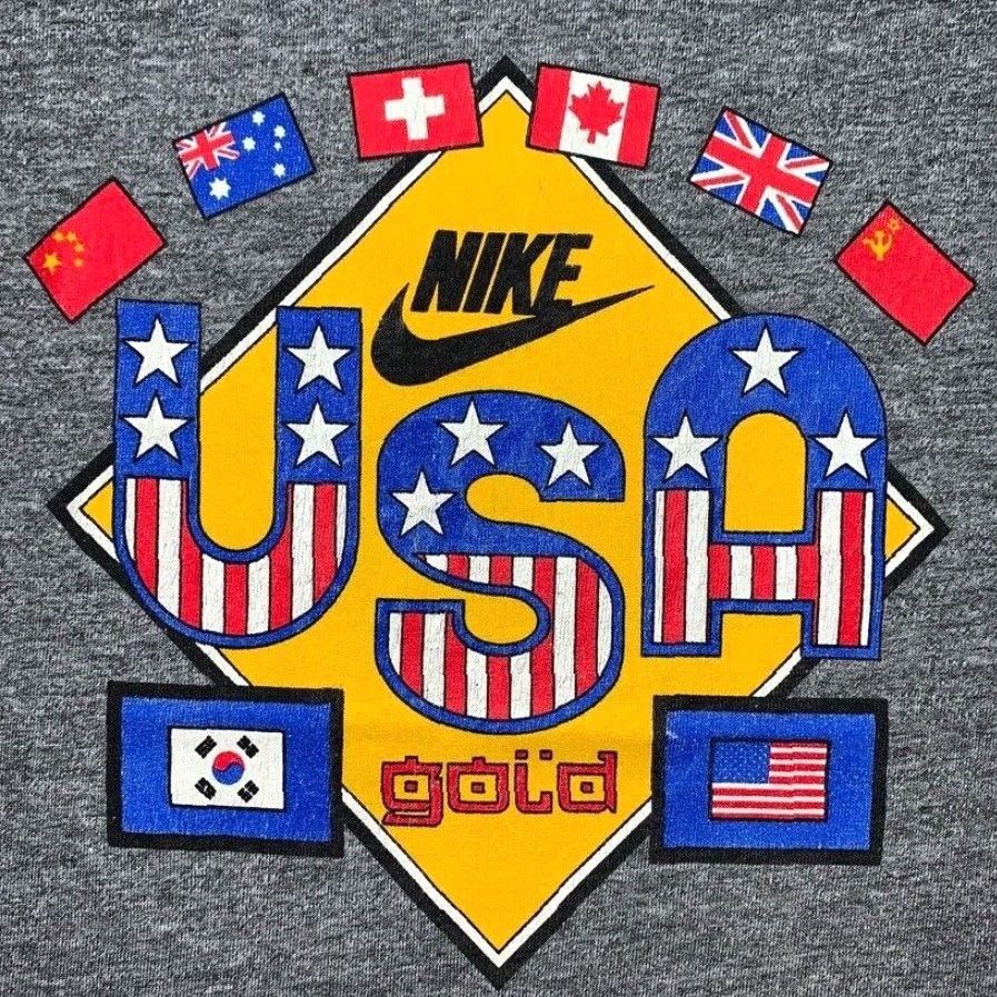 Nike VINTAGE Nike T Shirt USA Gray 80s 1988 Olympic Sportswear Graphic Tee Men XL Short Sleeve Crew Neck Unisex Rayon 100% Cotton Logo Size US L / EU 52-54 / 3 - 2 Thumbnail