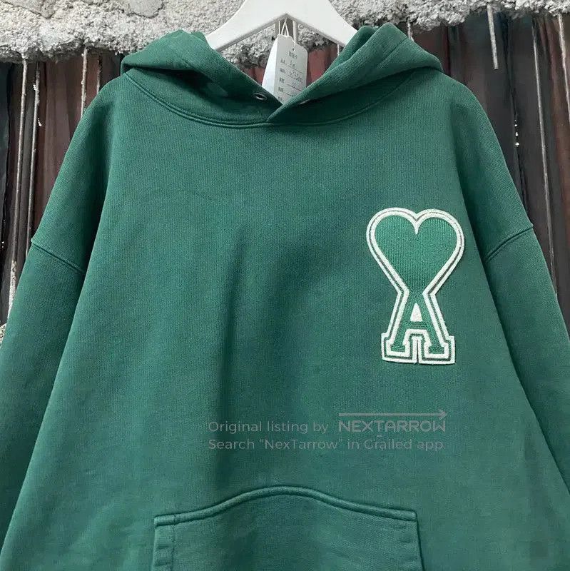AMI AMI Long Sleeve Hoodie in Green . Size L / US 10 / IT 46 - 3 Thumbnail