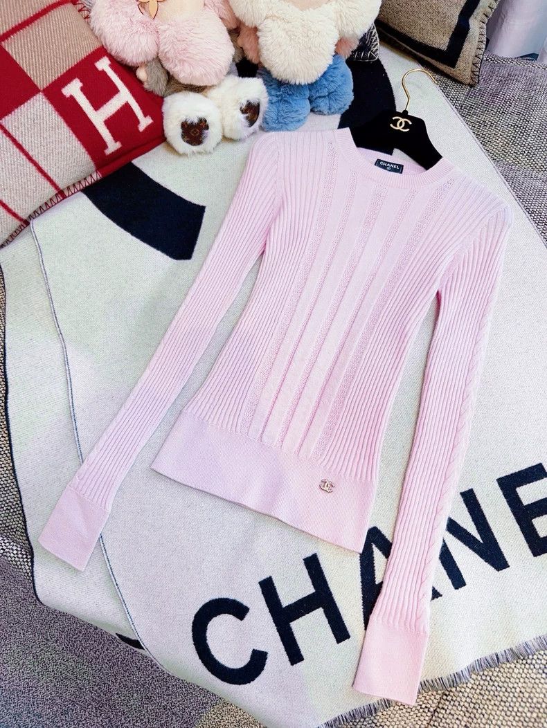 Chanel Chanel 22k pink texture striped knitted long sleeves Size XXS / US 00 / IT 34 - 6 Thumbnail