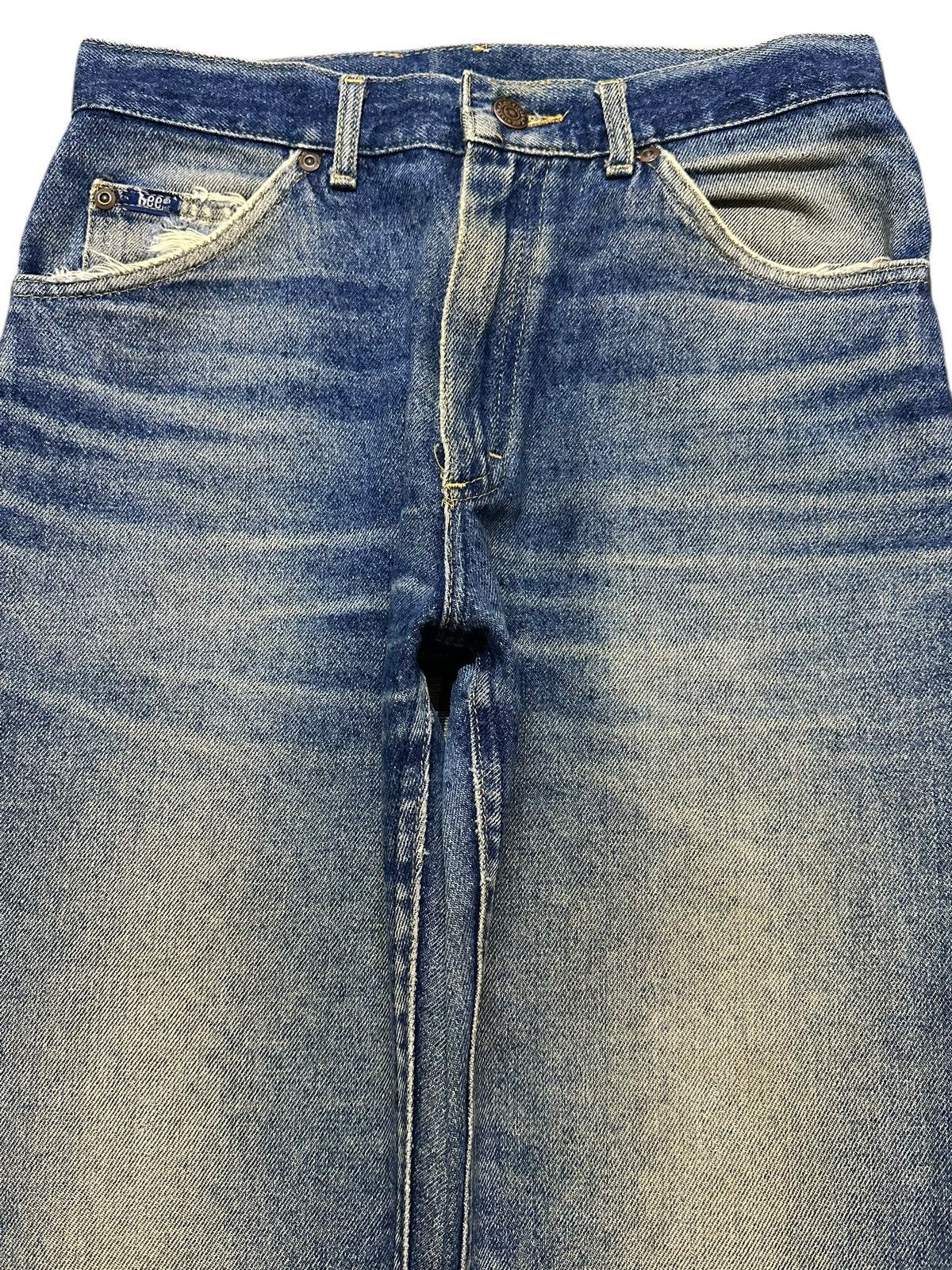 Lee Vintage 90s Lee Mud Wash Faded Whiskers Distress Style Jeans Size US 28 / EU 44 - 3 Thumbnail
