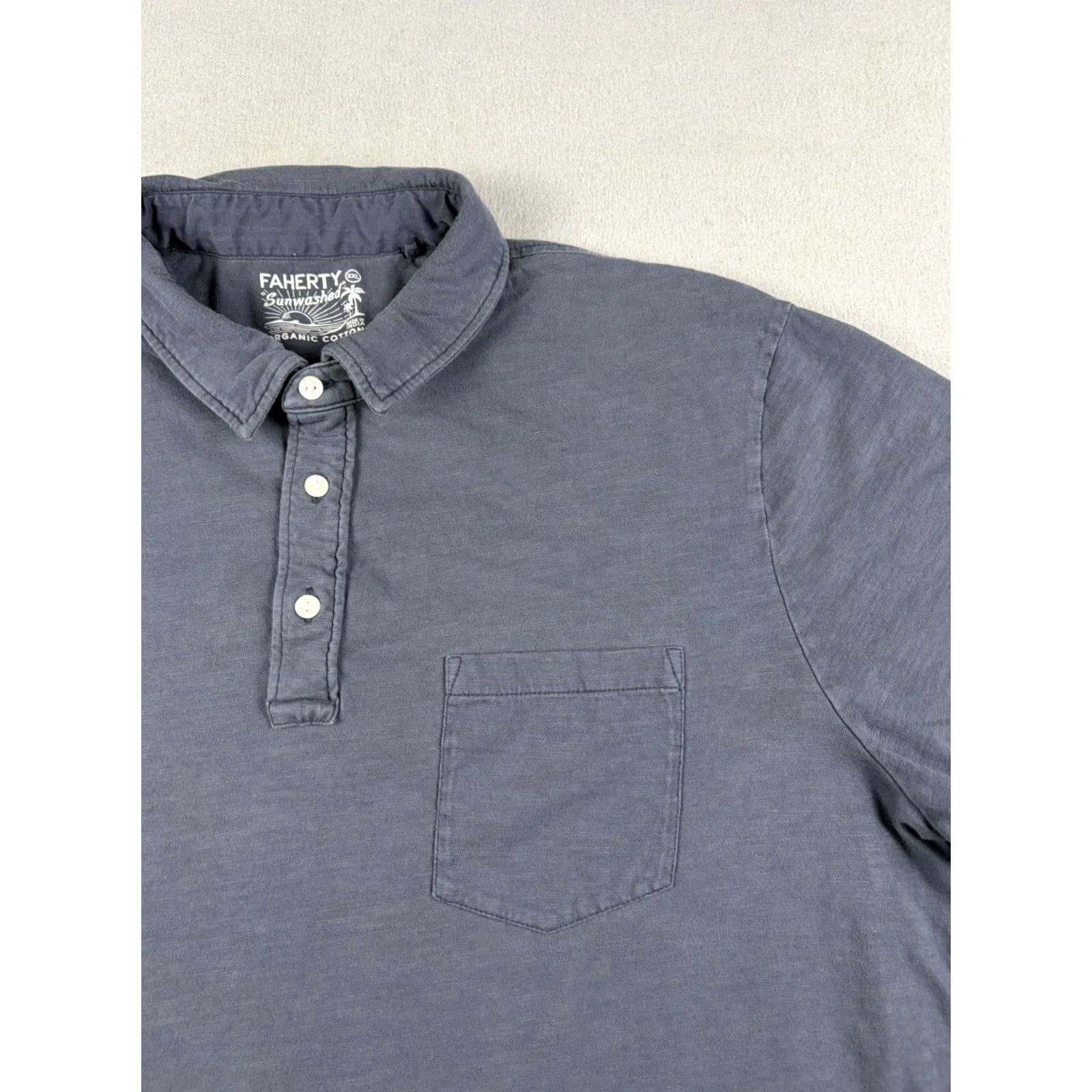Faherty Faherty Polo Shirt Men’s 2XL Gray Short Sleeve Cotton Solid Collared Lightweight Preppy Classic Regular Size US XXL / EU 58 / 5 - 2 Thumbnail