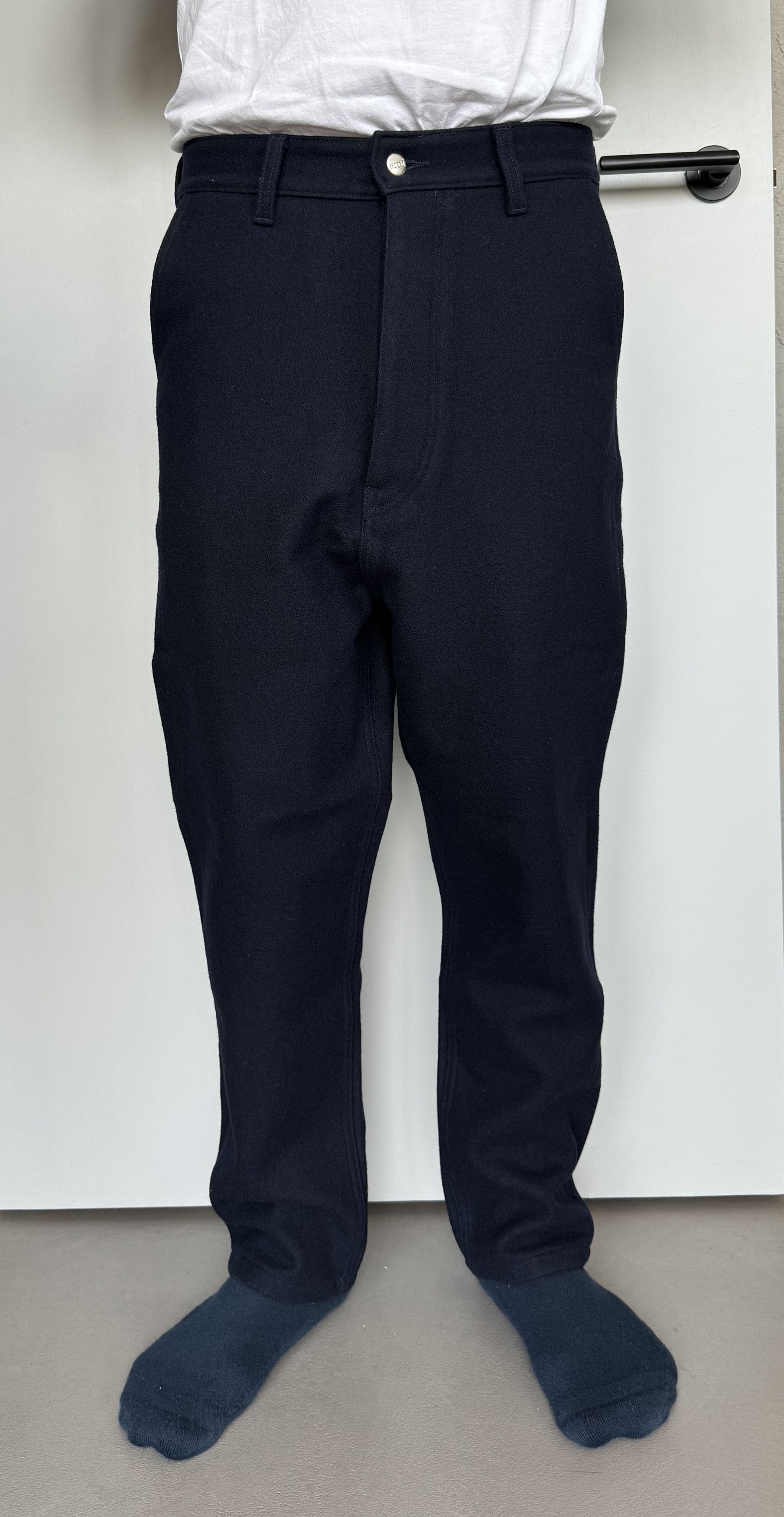 AMI AMI Alexandre Mattiussi Drop Crotch Wool Trousers Size US 27 - 1 Thumbnail