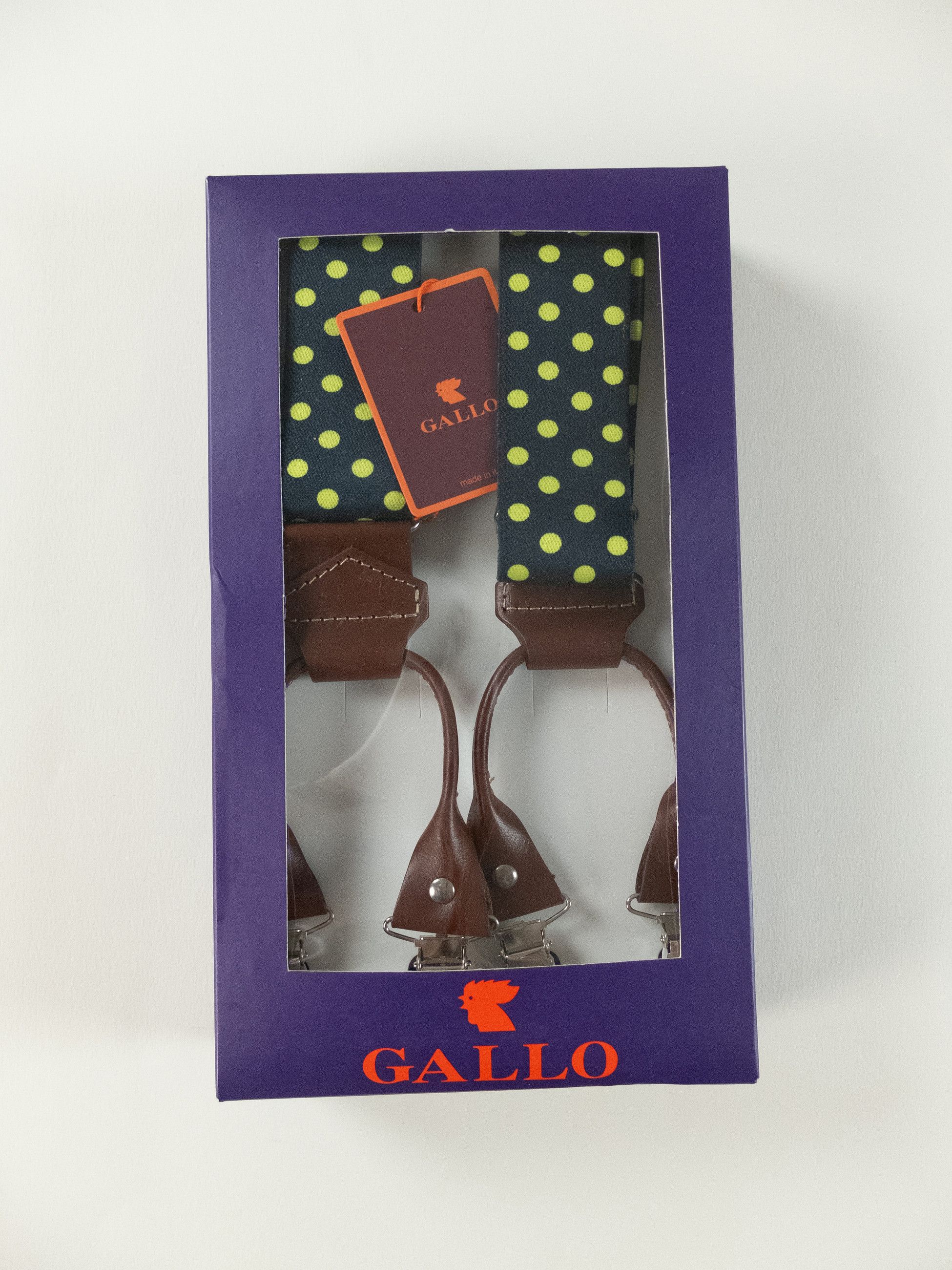 Other GALLO navy blue polka dots elastic & leather suspenders Size ONE SIZE - 7 Thumbnail
