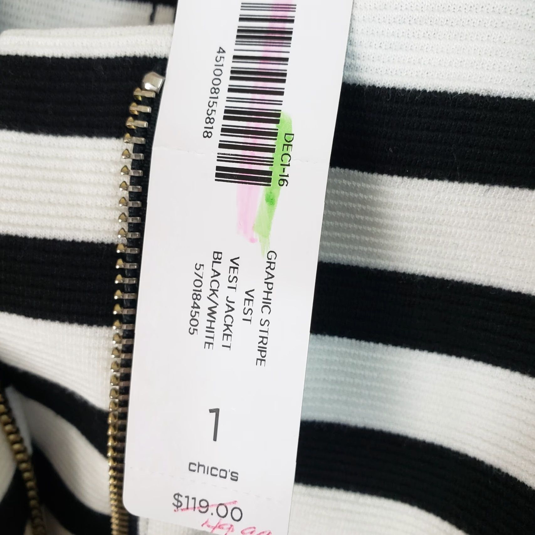 Vintage Chico's Women's Medium Size Black White Striped Vest Jacket User: User: Chico's Women's Medium Size Black White Striped Vest Jacket Size M / US 6-8 / IT 42-44 - 7 Thumbnail