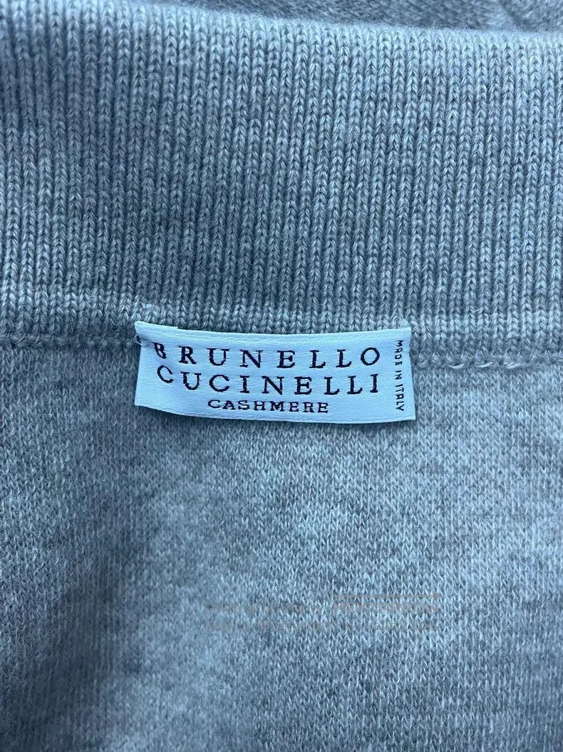 Brunello Cucinelli Brunello Cucinelli Oatmeal Color Lapel Cashmere Knit Sweat Size S / US 4 / IT 40 - 4 Thumbnail