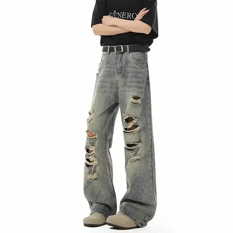 Japanese Brand Retro micro flared loose ripped jeans Size US 32 / EU 48 - 2 Thumbnail