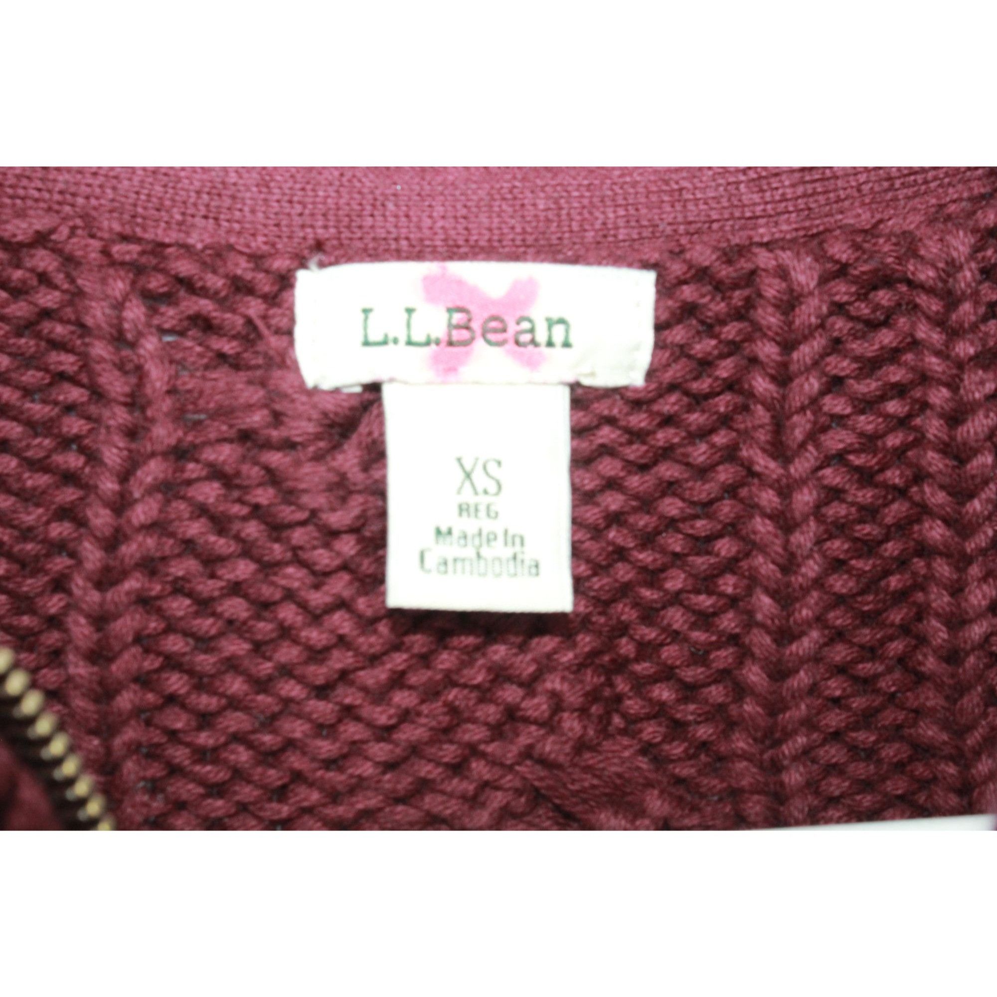 L.L. Bean LL Bean Womens Double L Cable Zip Cardigan Size XS / US 0-2 / IT 36-38 - 3 Thumbnail