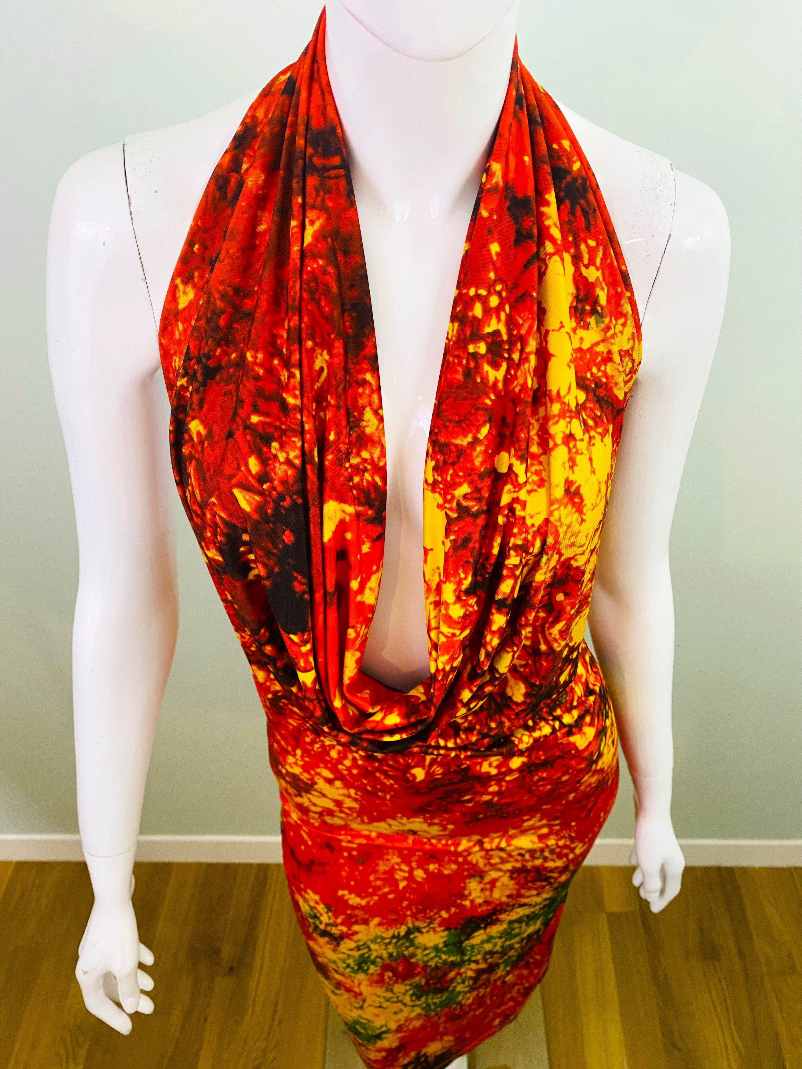 plein sud Plein Sud Mock Neck Deep V Cut Out Lava Tie Dye Dress Size M / US 6-8 / IT 42-44 - 2 Thumbnail