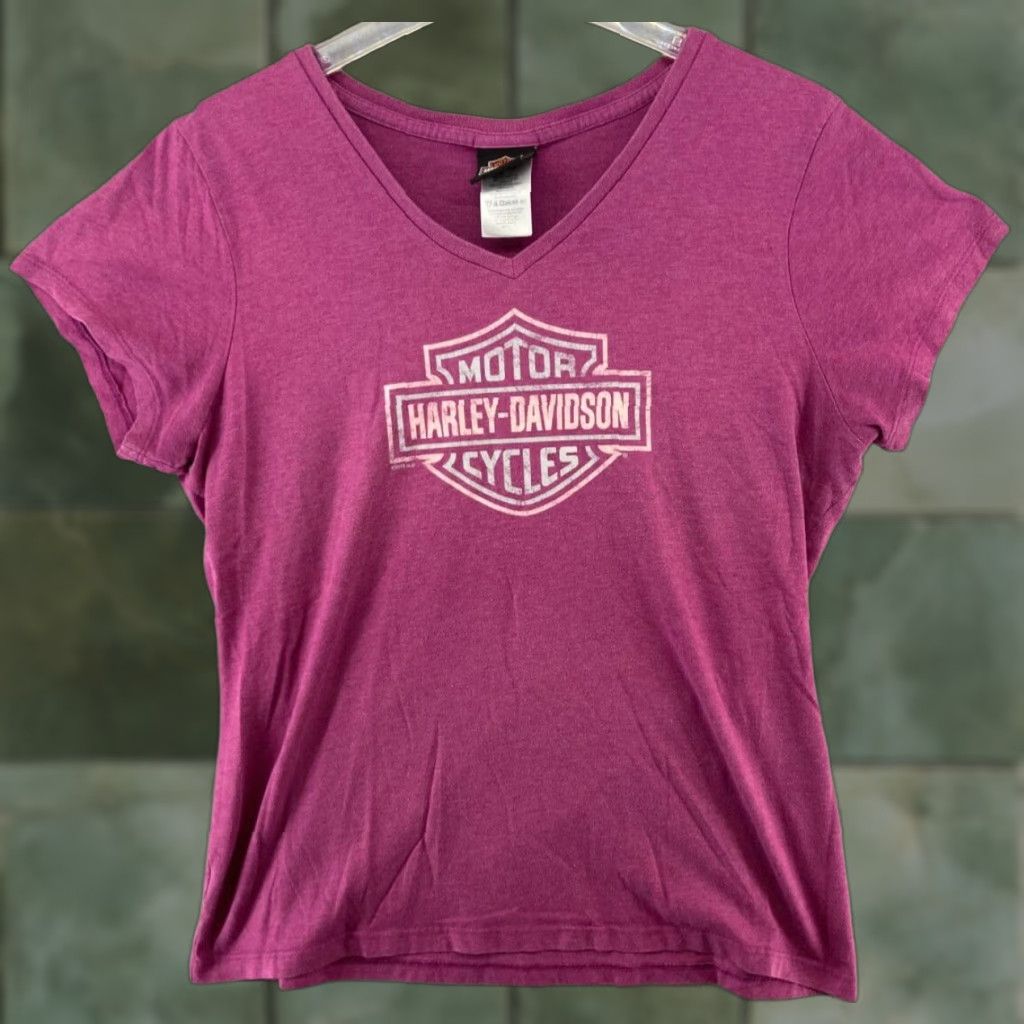 Harley Davidson Harley-Davidson Womens T-Shirt XL Pink Butterfly Motorcycle Casual Shirt Adults Summer Size XL / US 12-14 / IT 48-50 - 1 Thumbnail