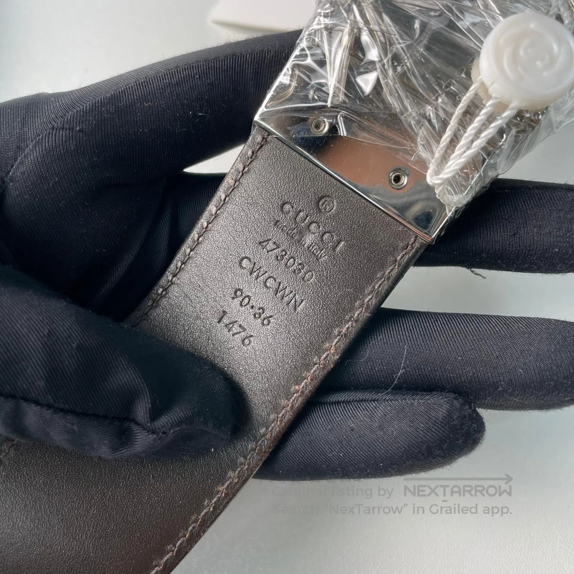 Gucci Guicci size 90 Black Leather Belt with Silver Buckle| Size ONE SIZE - 9 Thumbnail
