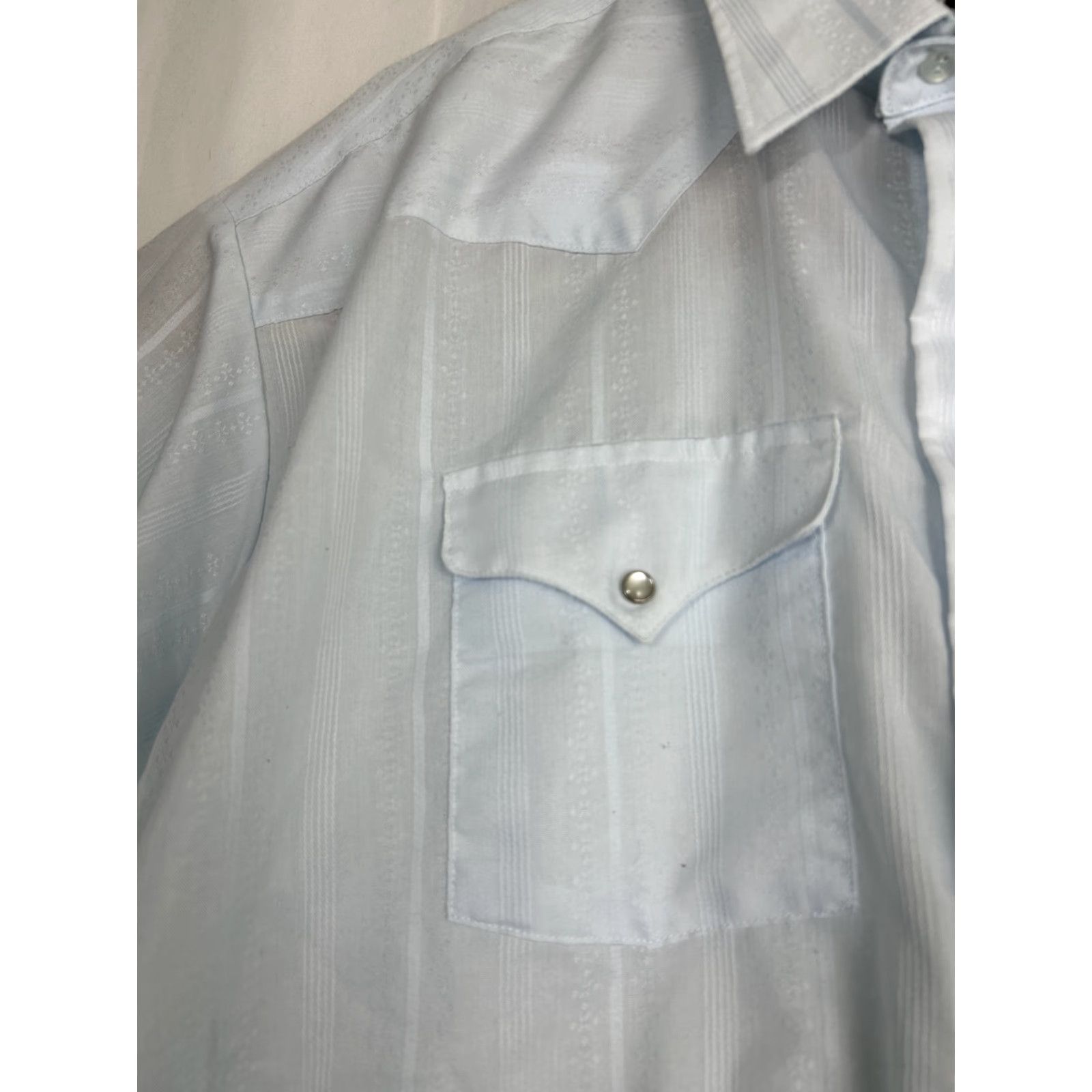 Vintage VINTAGE Panhandle Slim Western Shirt Pearl Snap Light Blue Long Sleeve 18.5-34 Mens Shirt Slimming Western Pearl Snap Blue 1980s Size US XXL / EU 58 / 5 - 6 Thumbnail