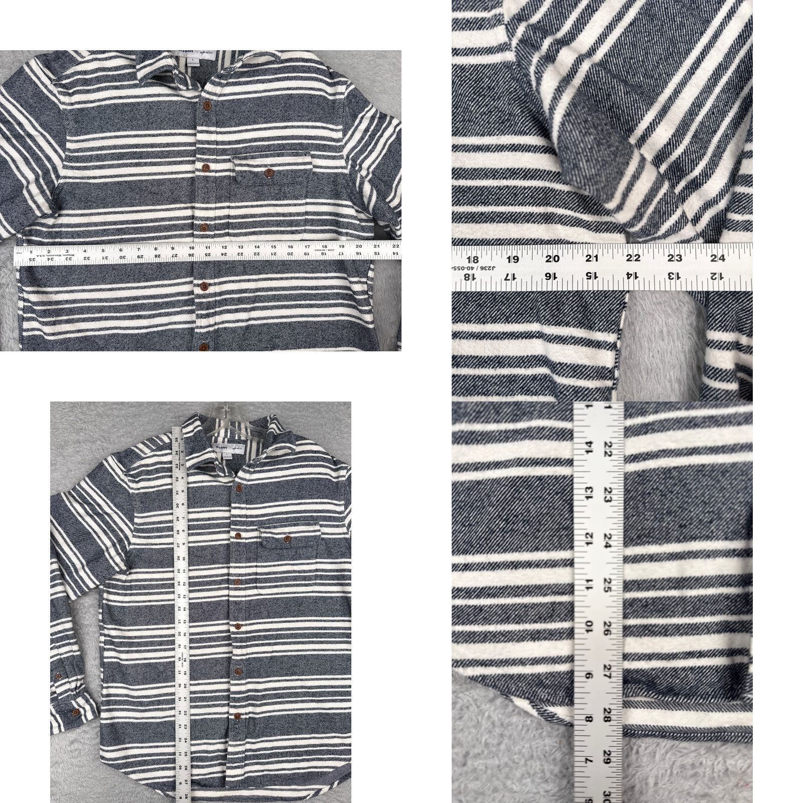 Old Navy Old Navy Shirt Men Large Blue White Stripe Long Sleeve Cotton Pocket Shirt Size US L / EU 52-54 / 3 - 8 Thumbnail