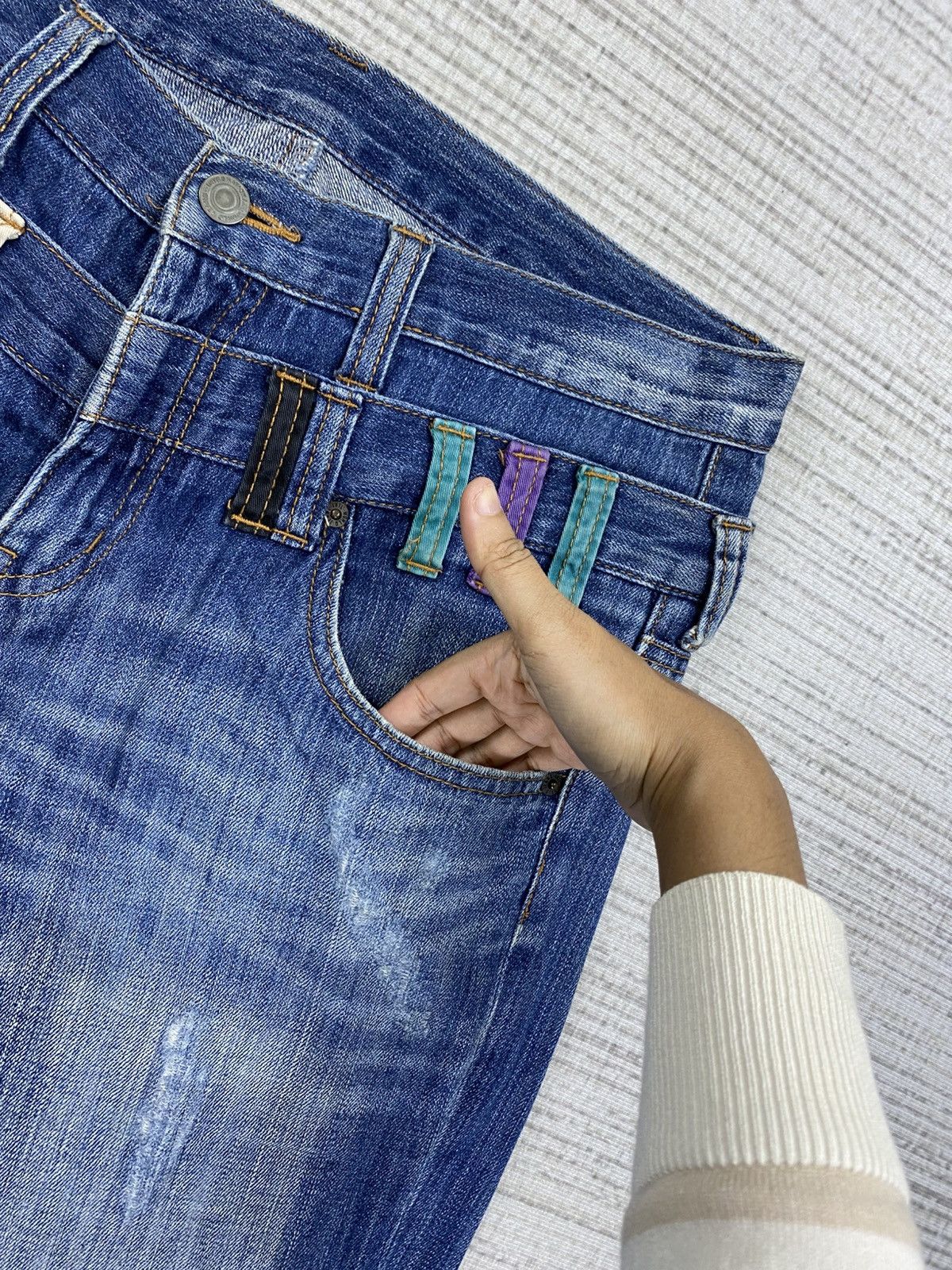 Hysteric Glamour Vintage Japanese Brand Double Waist Distressed Denim Pants Size US 33 - 7 Thumbnail