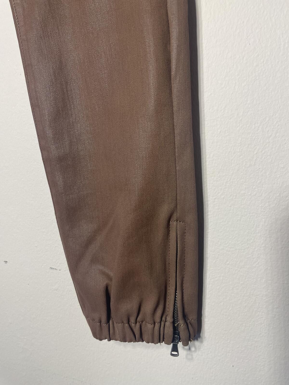 Paige PAIGE Mayslie Coated Jogger Pants Chicory Coffee streetwear Size 23" - 5 Thumbnail
