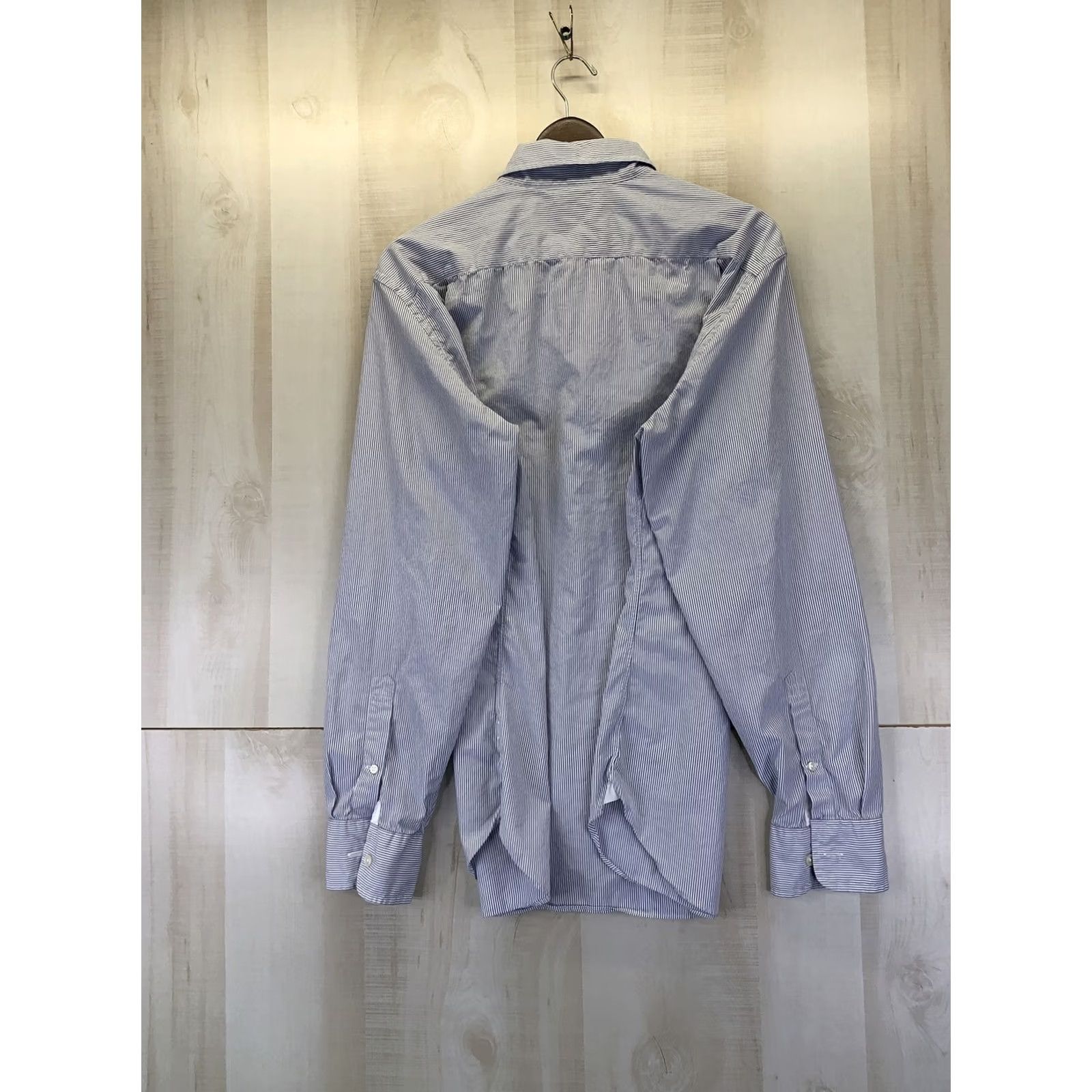 J.Crew J.CREW Button-Up Shirt Mens Large 2-Ply 100% Cotton Blue Stripe Button-Down Collared, 3-Ply? No, 2-Ply. Size US L / EU 52-54 / 3 - 6 Thumbnail