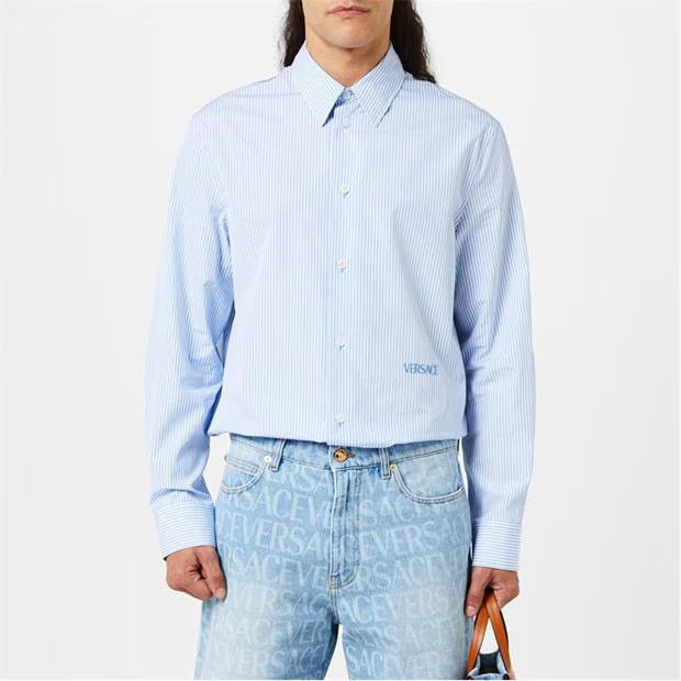 Versace o1g2r1mq0824 Stripe Seashell Baroque Shirts in Light Blue Size US M / EU 48-50 / 2 - 3 Thumbnail