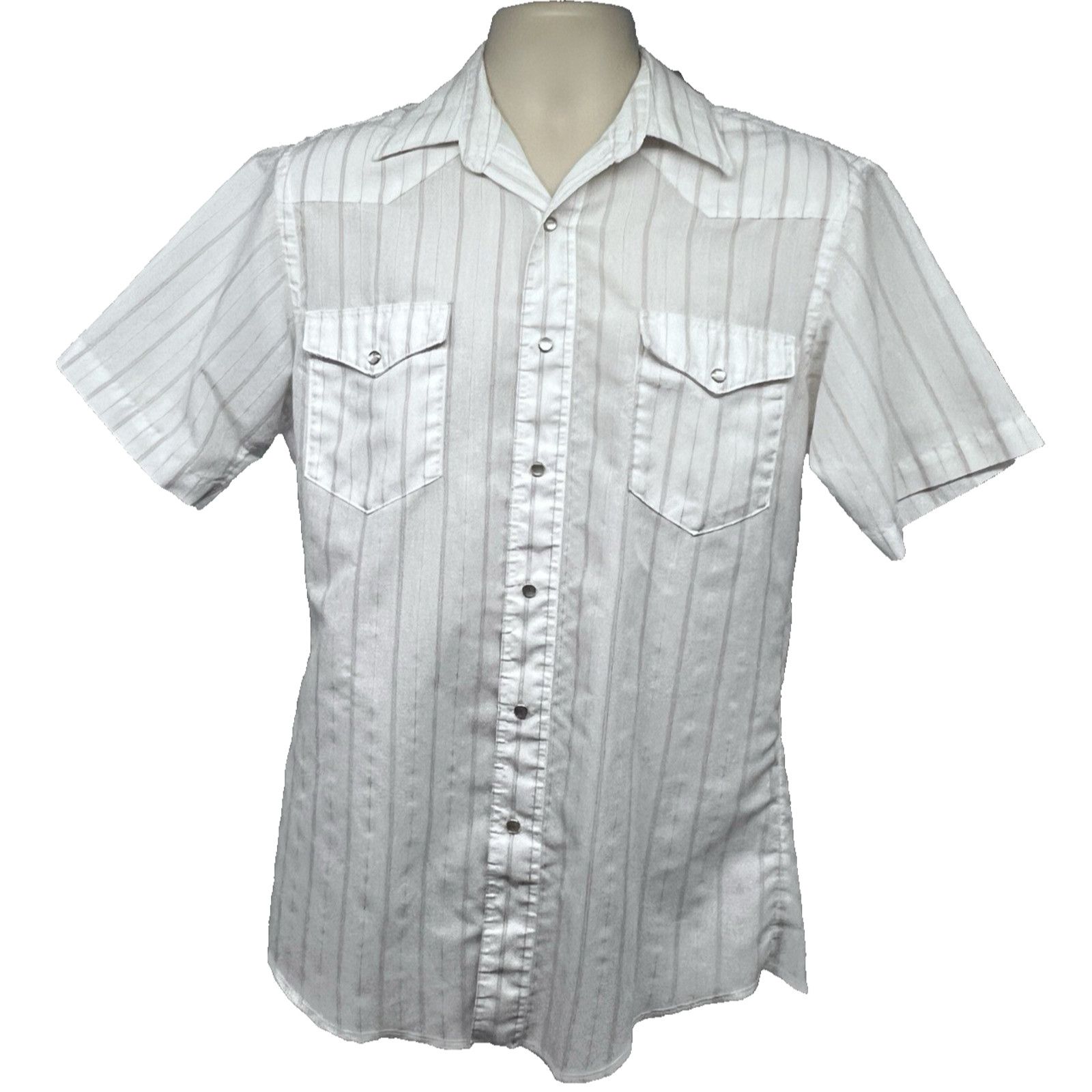 Wrangler Wrangler Cowboy Cut White Striped Pearl Snap Shirt Medium Size US M / EU 48-50 / 2 - 1 Thumbnail