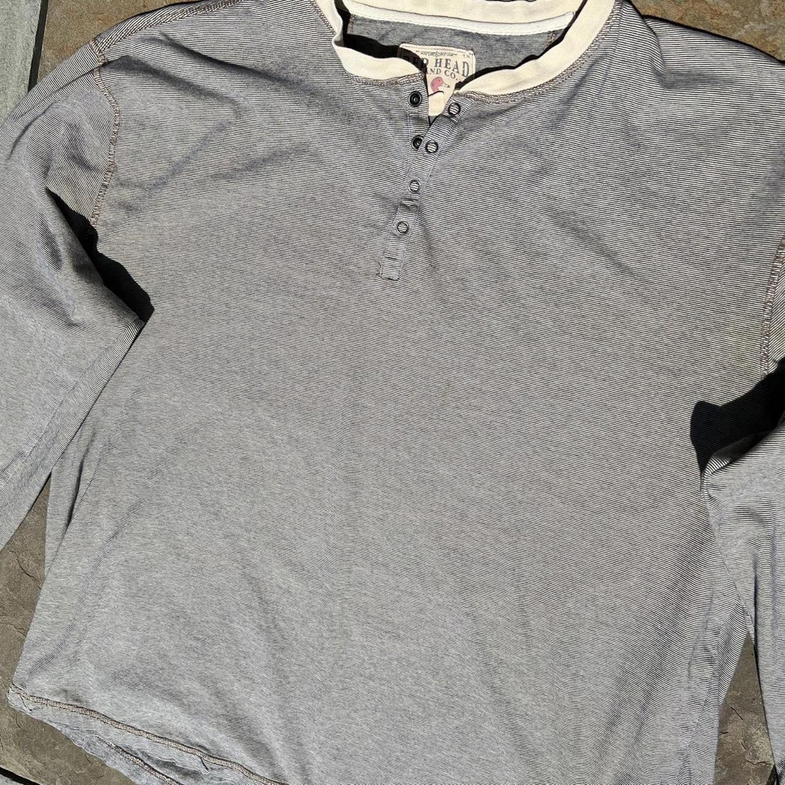 Other Tan + Blue Micro Stripe Snap Button Henley Size US XXL / EU 58 / 5 - 2 Thumbnail