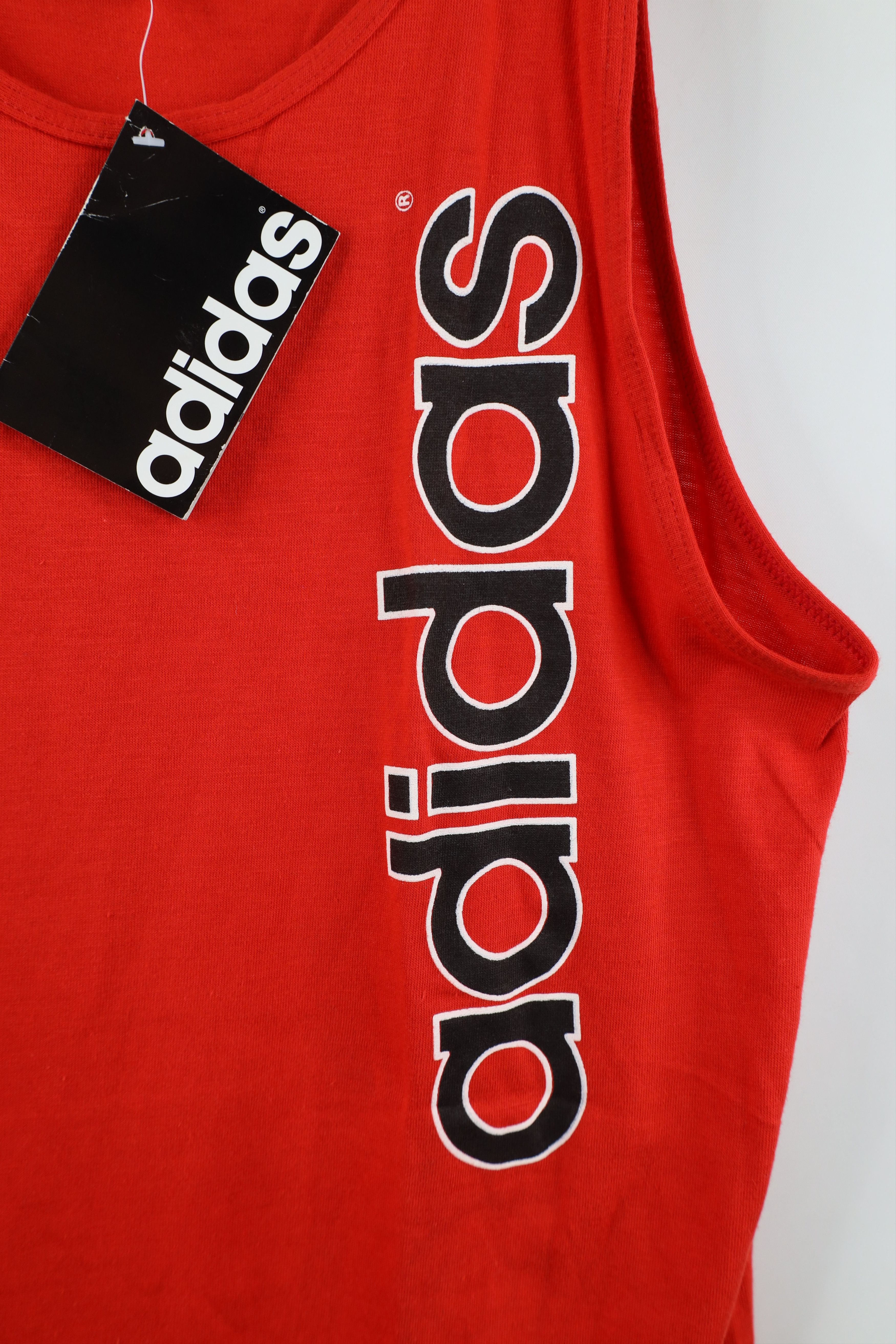 Adidas × Vintage Deadstock Vintage 80s 90s Adidas Tank Top T-Shirt Red USA Size US S / EU 44-46 / 1 - 4 Thumbnail