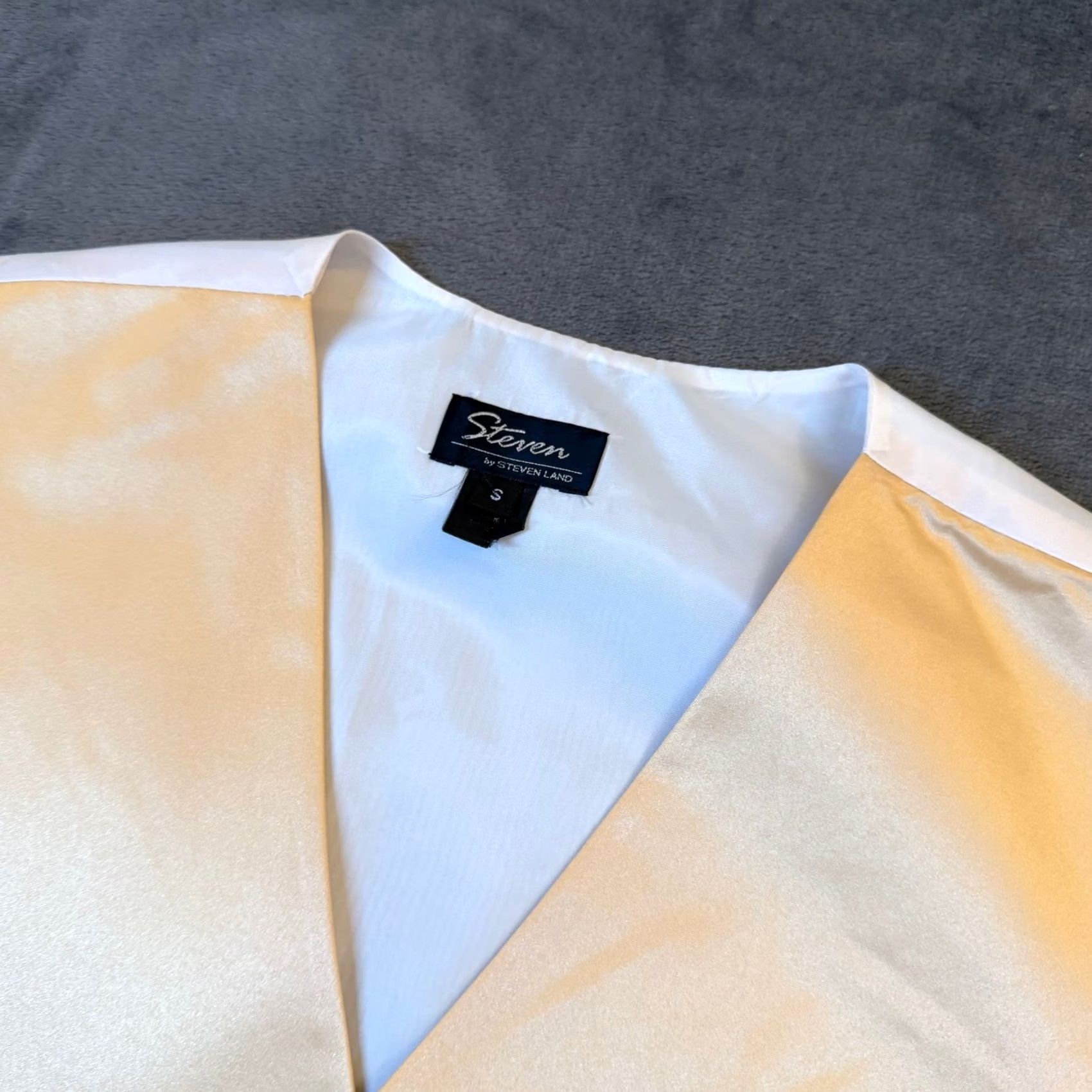 Vintage Steven Land Formal Tuxedo Vest Mens Small Gold Satin Adjustable Back Strap Adjustable Strap Vest Satin Finish Size US S / EU 44-46 / 1 - 2 Thumbnail