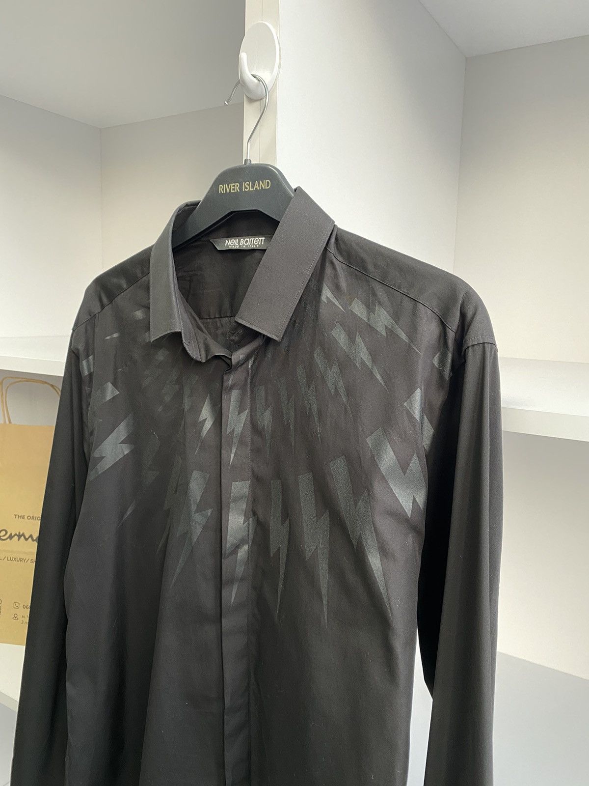 Designer × Neil Barrett × Vintage Vintage Neil Barrett Embroidered Fair Isle Thunderbolt Shirt Size US L / EU 52-54 / 3 - 7 Thumbnail