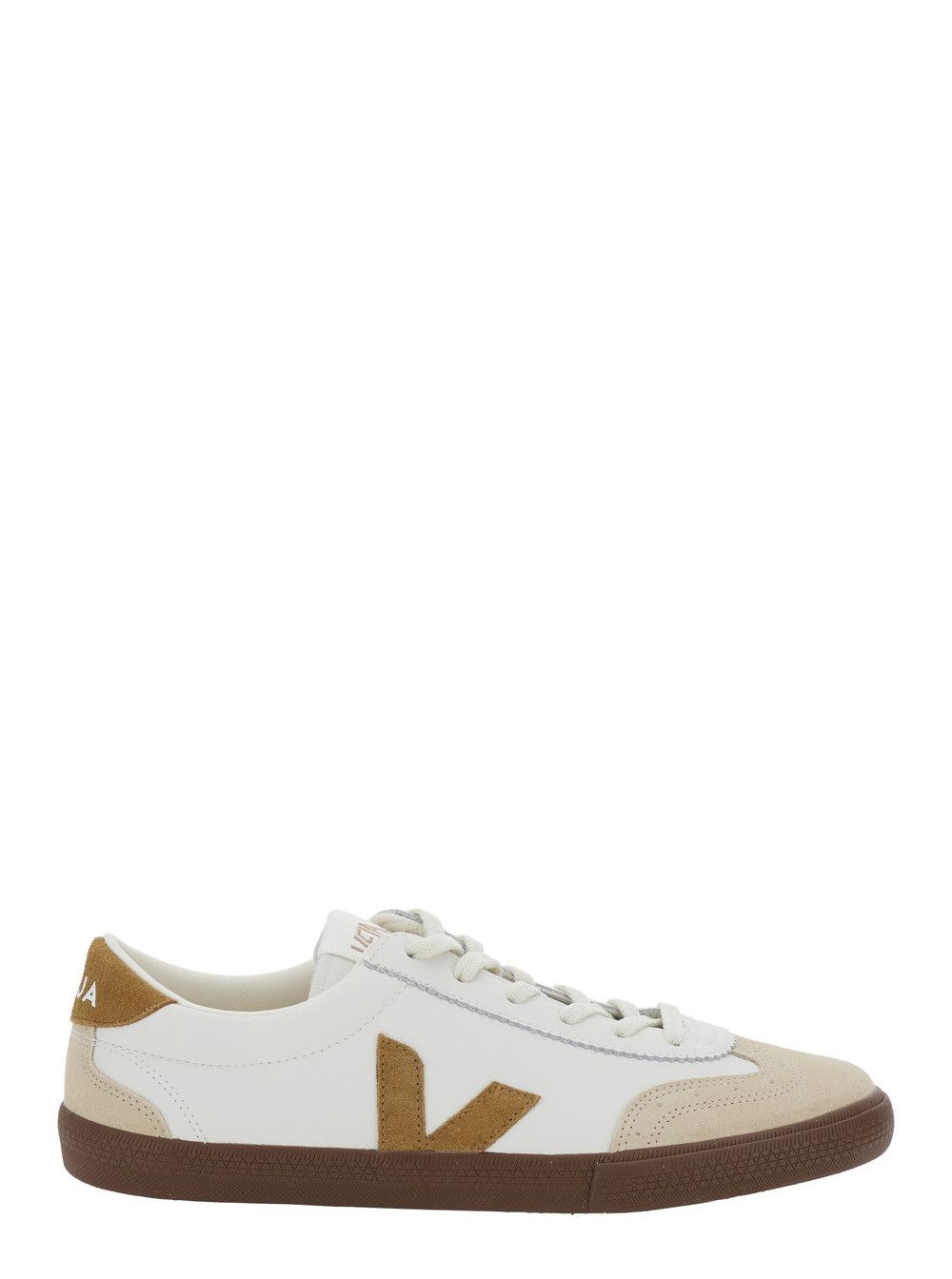 Veja 'Volley' White Low Top Sneakers with Contrasting Heel with Logo Lettering and Logo Patch on the Side in Leather Unisex Size US 12 / IT 42 - 1 Thumbnail