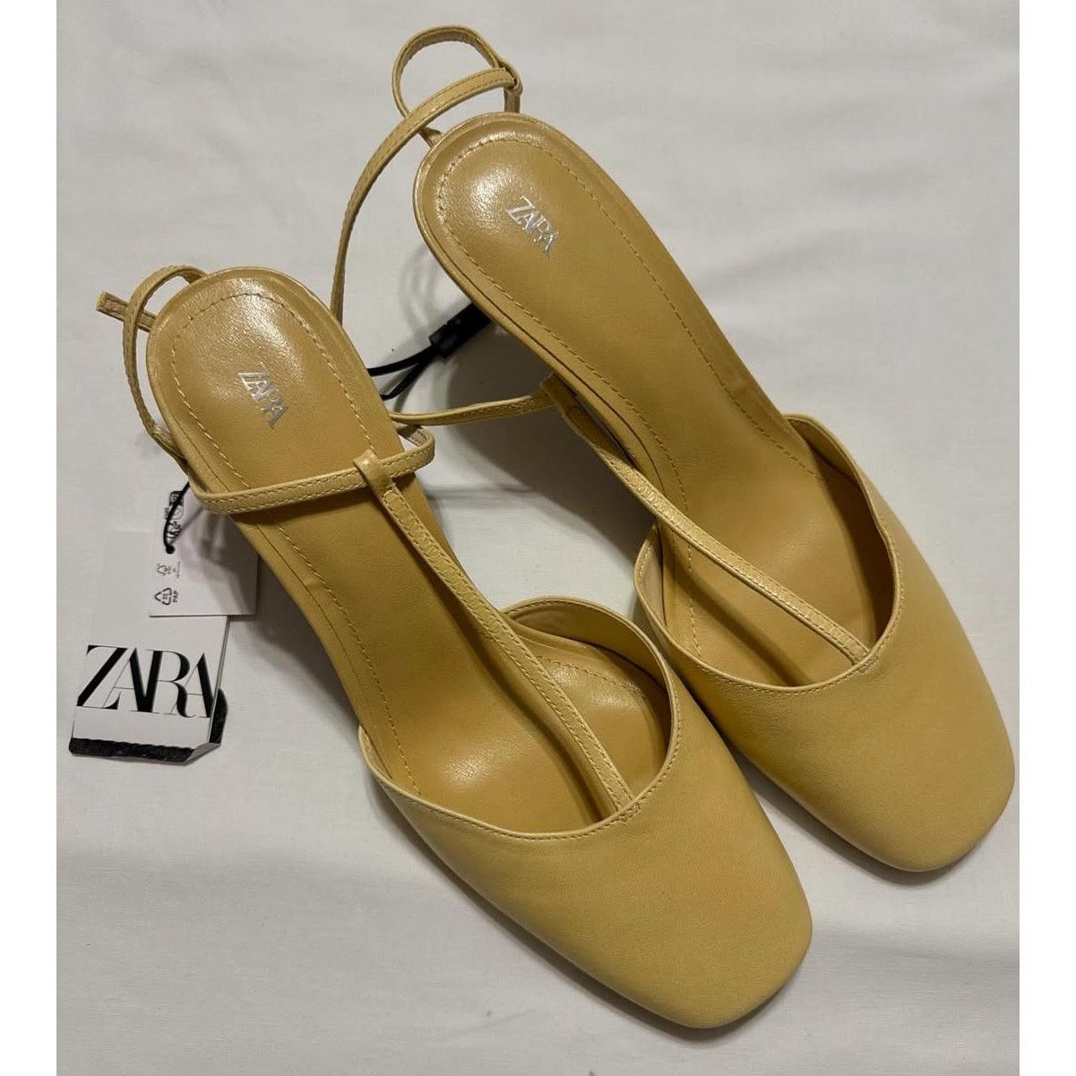 Zara ZARA Yellow Leather Heels NWT Size US 7.5 / IT 37.5 - 15 Thumbnail