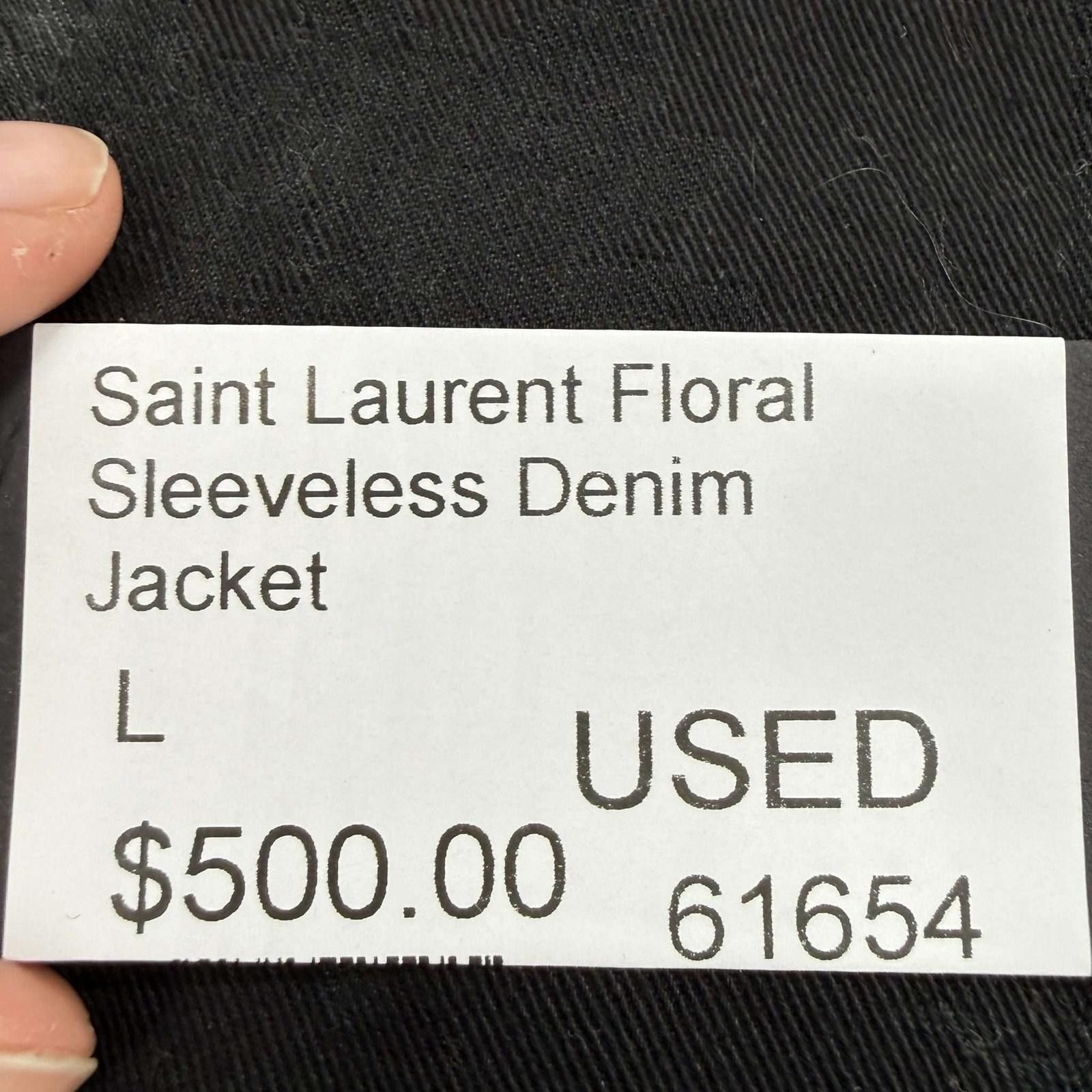 Saint Laurent Paris Saint Laurent Floral Sleeveless Denim Jacket L Used Size US L / EU 52-54 / 3 - 6 Thumbnail