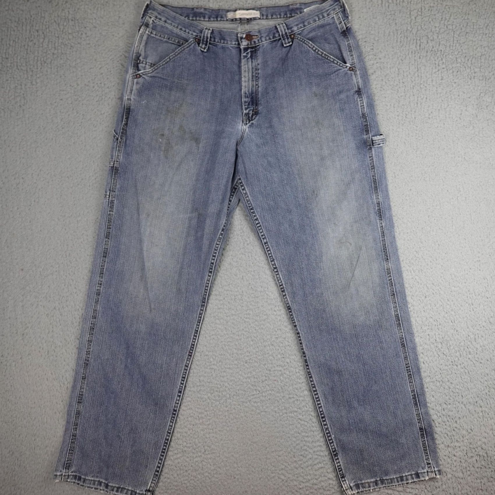 Lee VINTAGE Lee Dungarees Jeans Mens 38x34 Blue Denim Carpenter Utility Workwear Y2K 90s Retro Size US 38 / EU 54 - 2 Thumbnail
