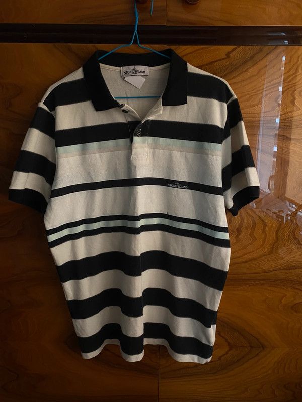 Stone Island 2013 Striped Cotton Polo Shirt - Large