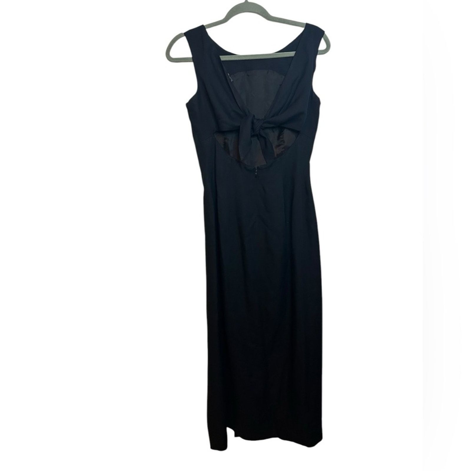 Other Donna Ricco Vintage Classic Black Tie Back Formal Midi Dress Size M / US 6-8 / IT 42-44 - 2 Thumbnail