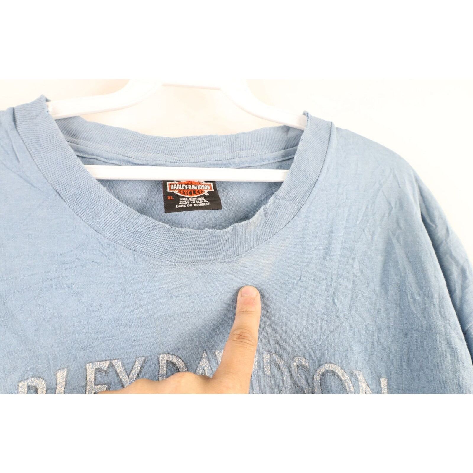 Harley Davidson × Vintage Vintage 90s Harley Davidson Thrashed Tribal Flames T-Shirt Size US XL / EU 56 / 4 - 7 Thumbnail